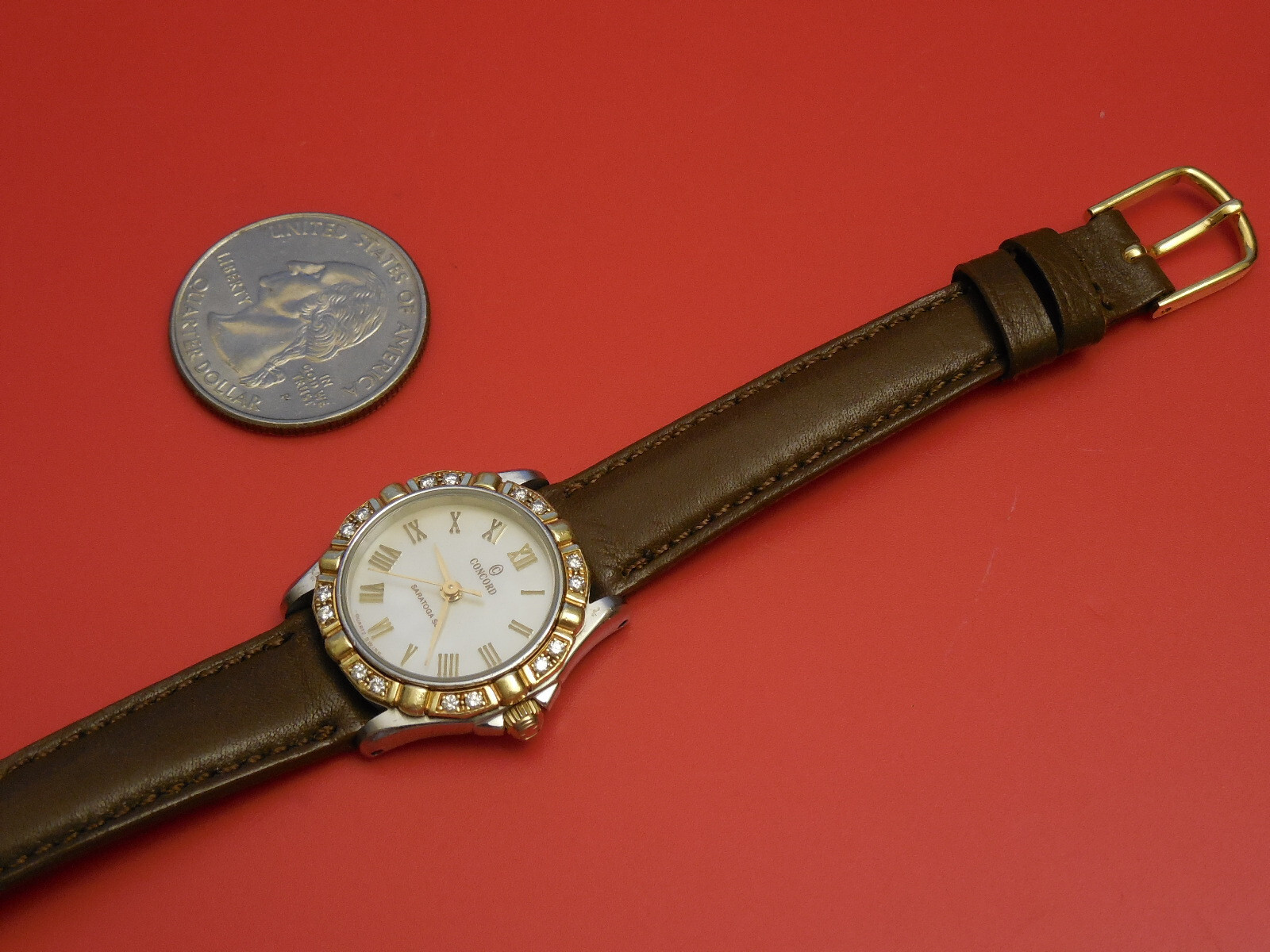 CONCORD SOLID 18K / STEEL DIAMOND CURRENT MODEL SARATOGA 23MM WATCH
