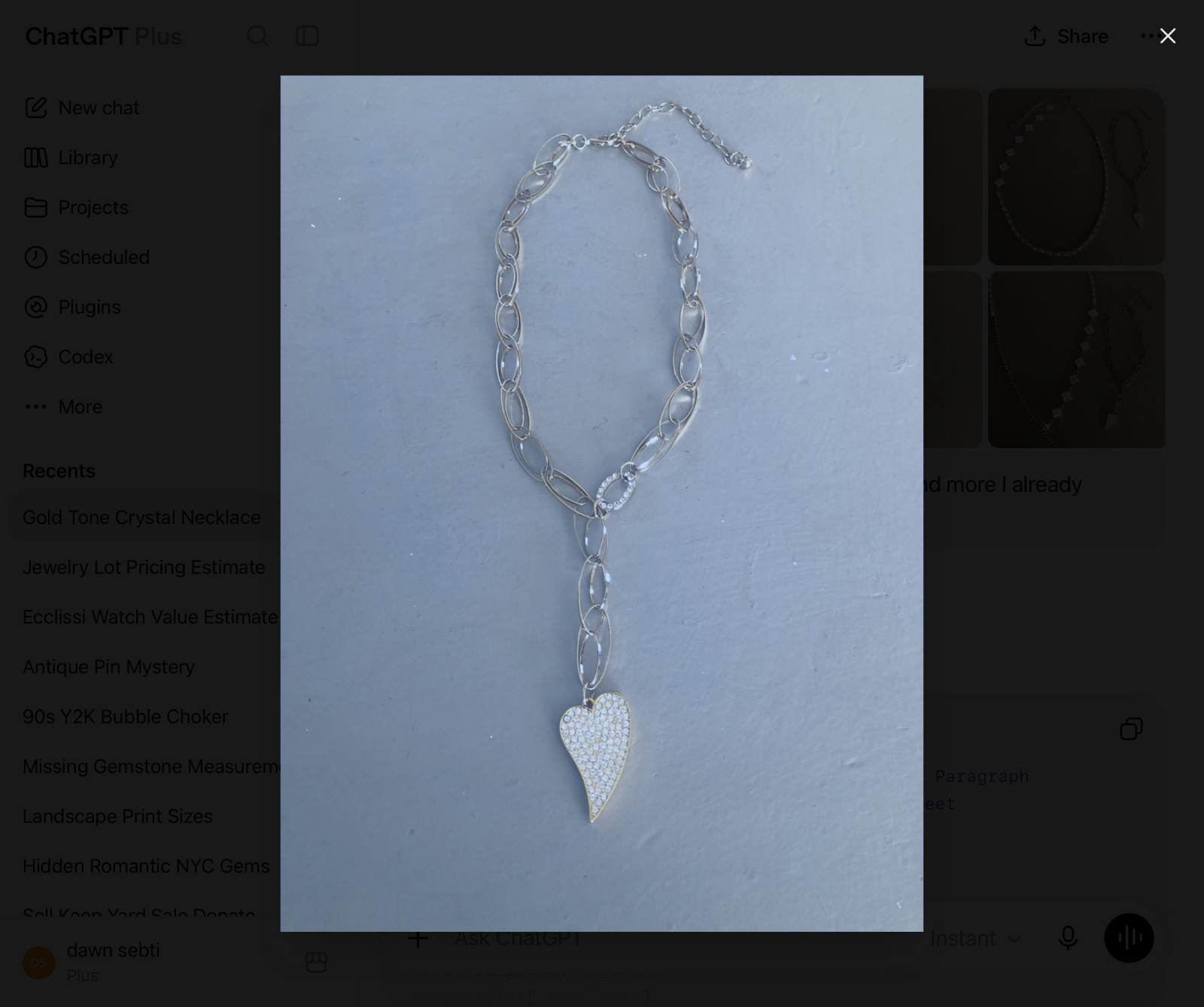 Y2K Crystal pavé ‘Hand on Heart’ Lariat Necklace + clover goldtone chain belt