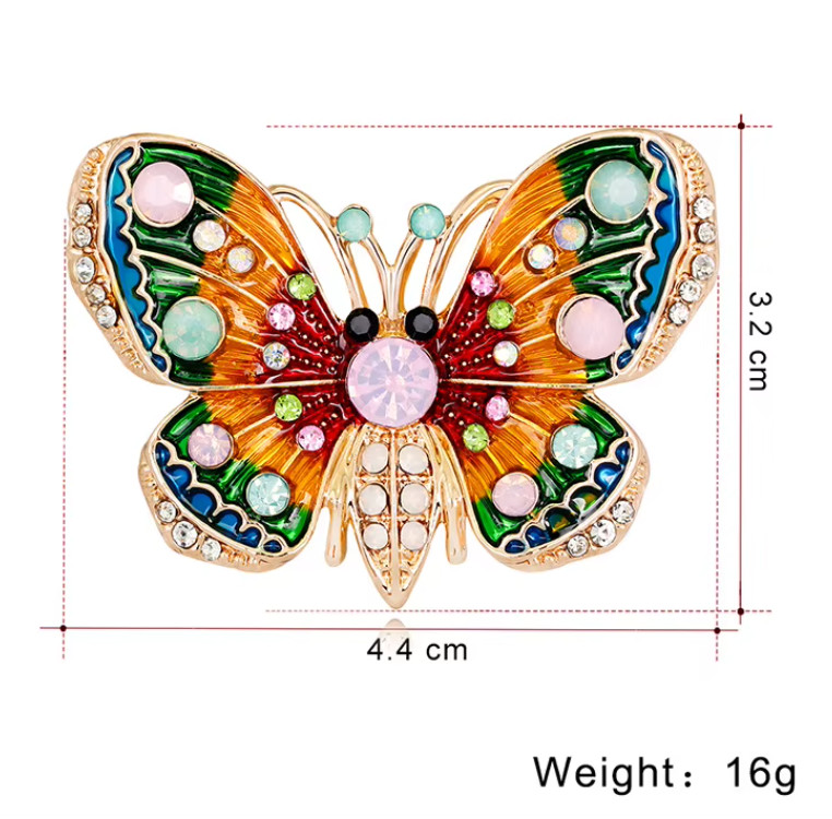 Women Vintage Butterfly Fashion Brooches Pins Crystal Enamel Insect Jewelry Gift