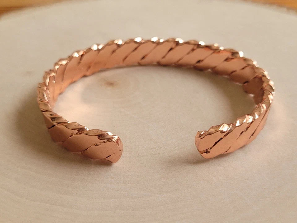 99.99% Solid Pure Copper Magnetic Twist Bracelet Adjustable Open Cuff Unisex