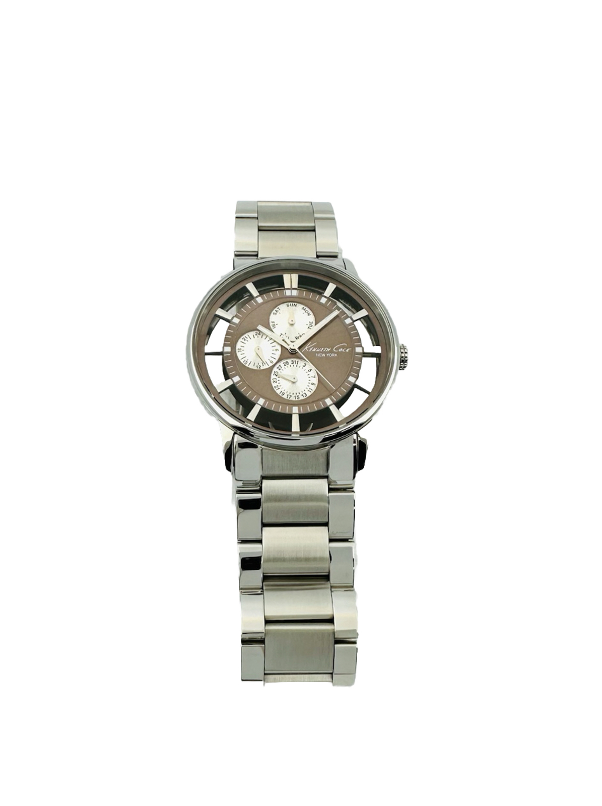 Kenneth Cole KC9114 Men’s Iron Brown Transparent See-Through Dial Steel Watch