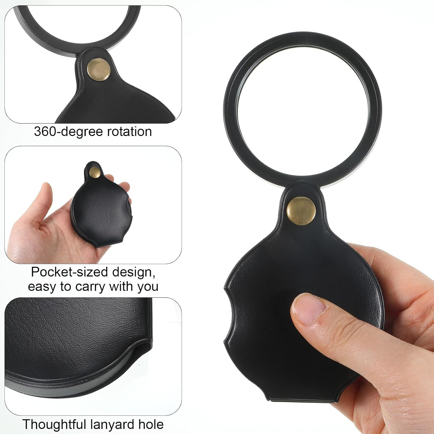 2-Pack 10X Pocket Magnifying Glasses for Reading, Travel, and Close Work