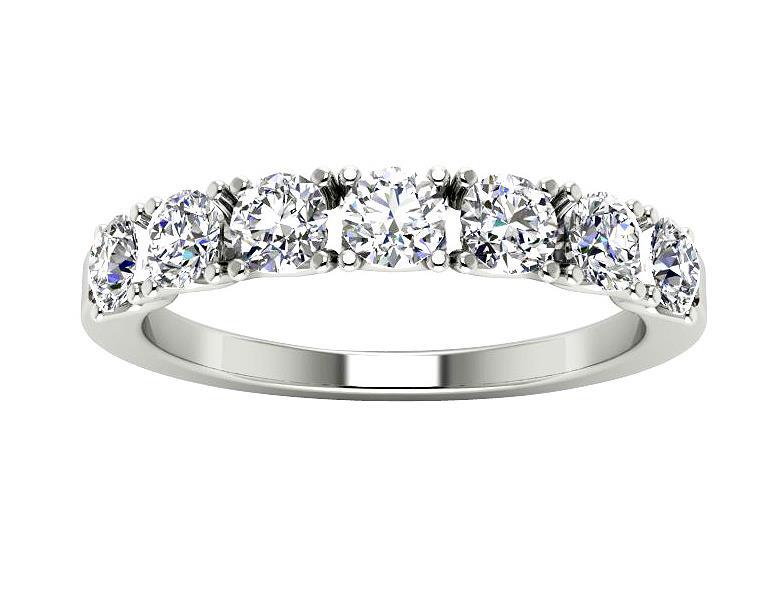 7 Stone Wedding Ring Band VS F 1.00 Ct Lab Grown Diamond 14K Yellow Gold 3.60MM