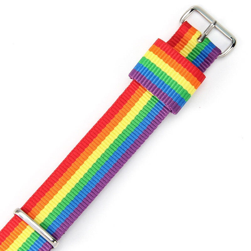 Nylon One Piece Watch Band Strap Striped Canvas Sports Wrist Band 18 20 22mm