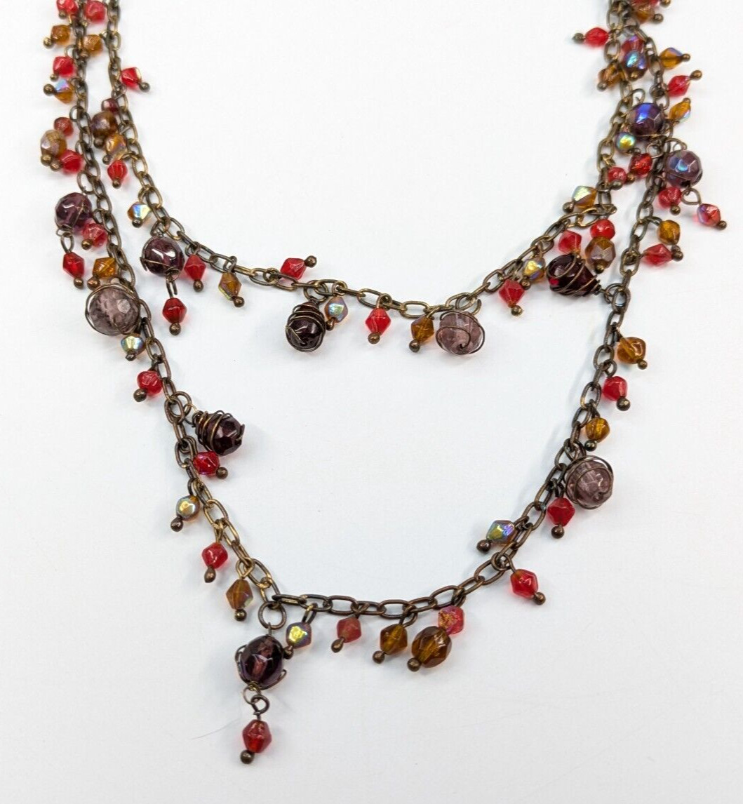 Ten Thousand Villages “Autumn Fires Necklace” Made in India NWT 42-46″ Long