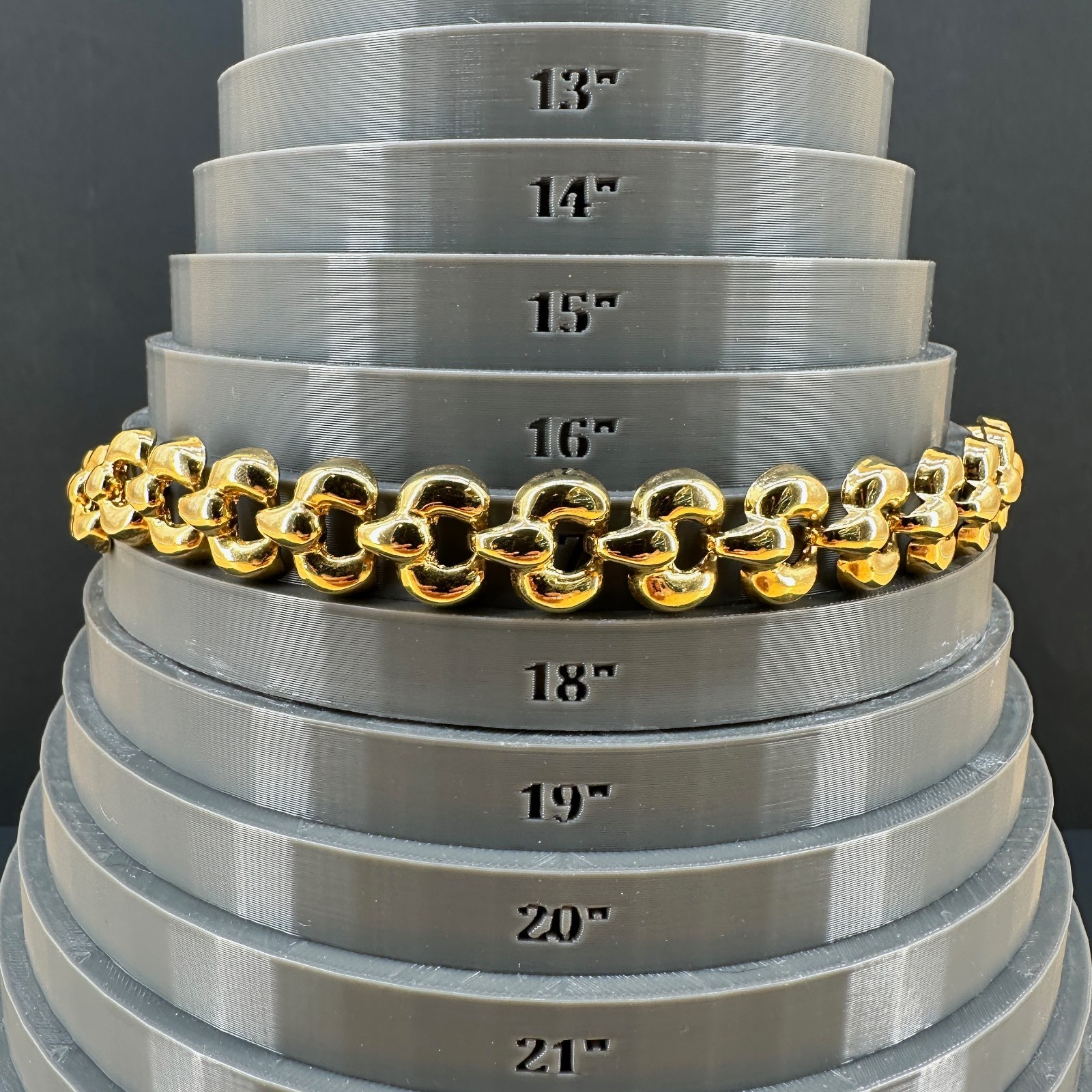 Vintage Chunky Chain Necklace Puffy Link Gold Tone 17″ Fold Over Clasp 1980s 90s