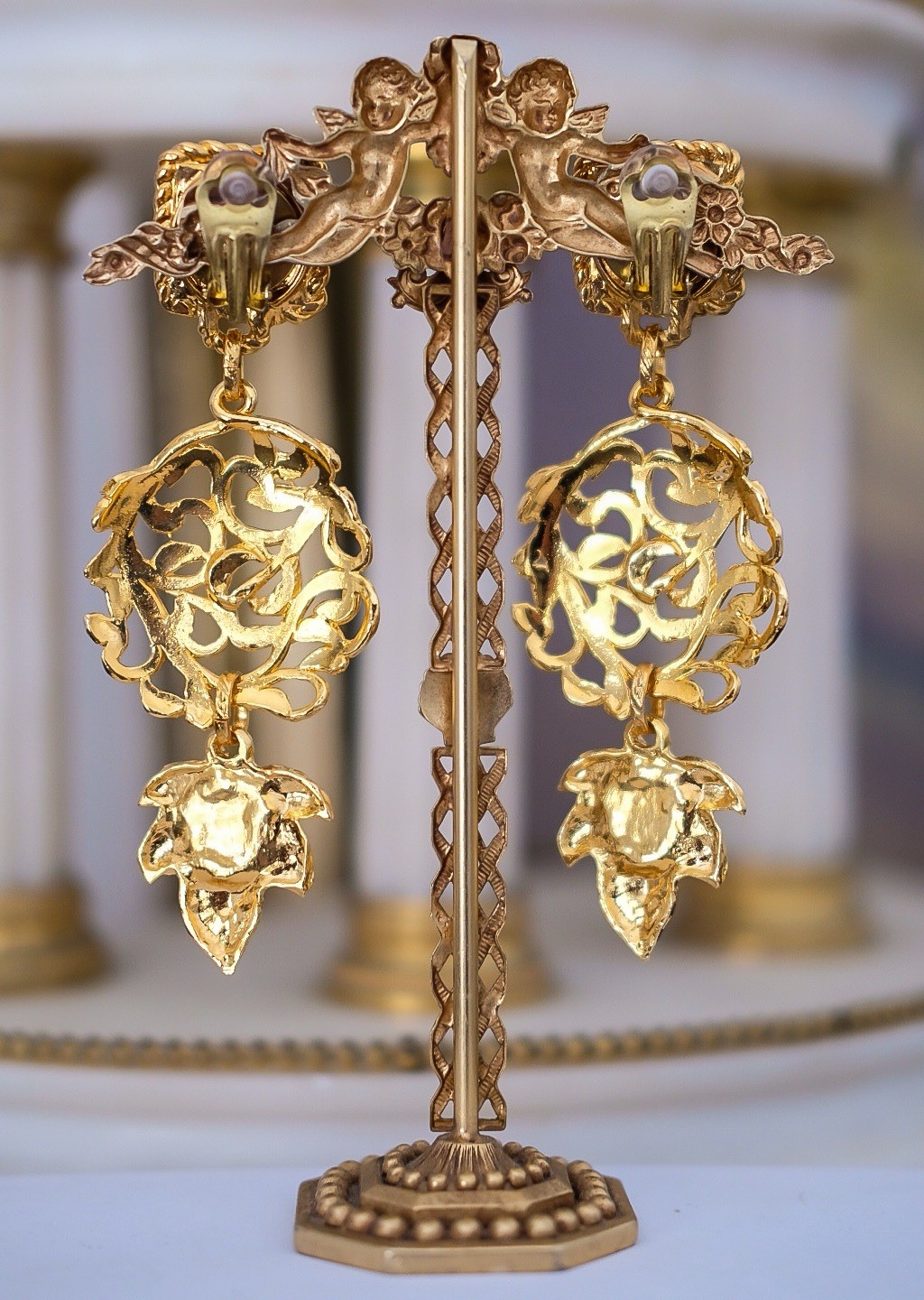 Hanna Bernhard Gold Plated One of a Kind Baroque Statement Filigree Earrings