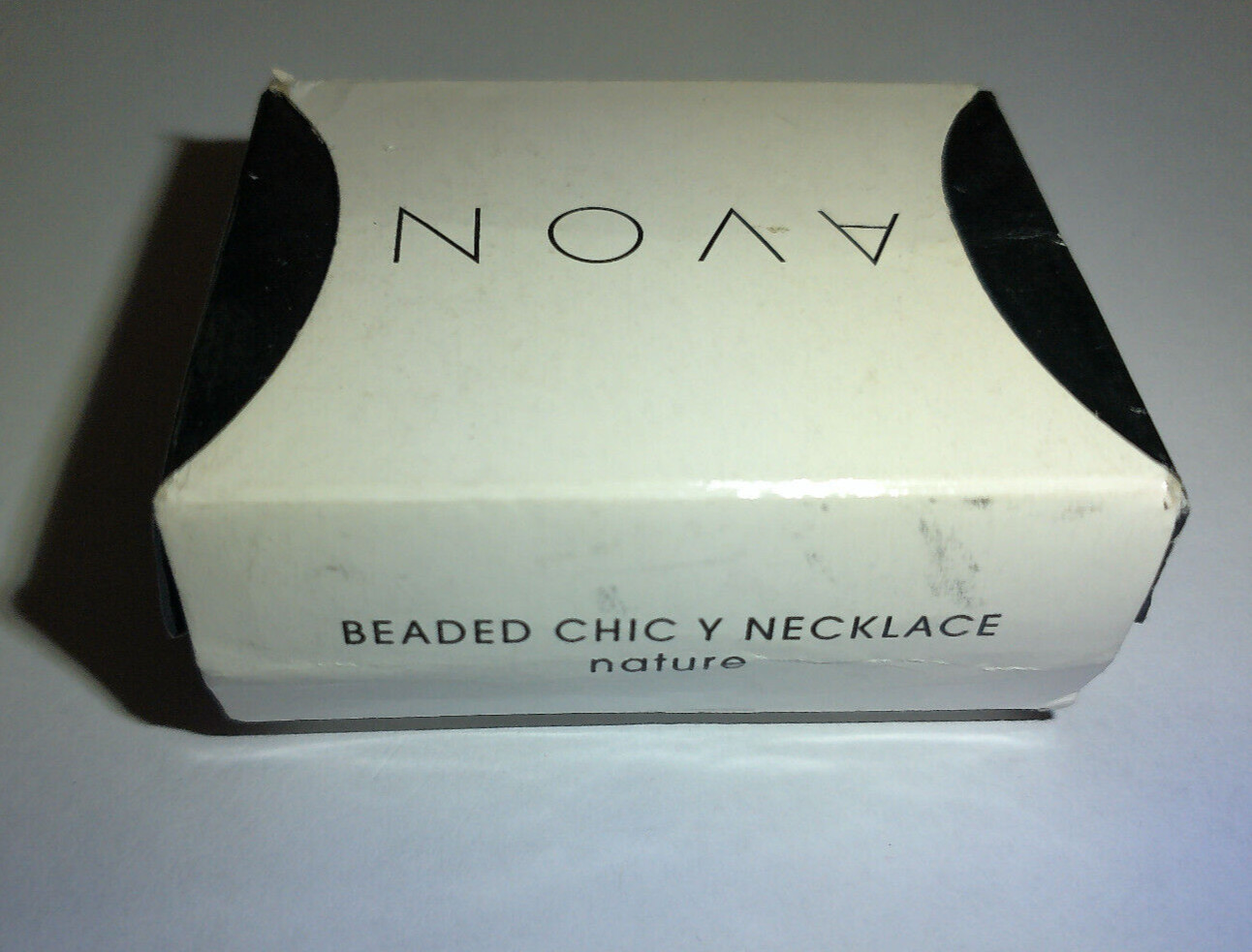 NEW IN BOX (BOX IS FLAWED), AVON BEADED CHIC Y NECKLACE- NATURE- BROWN