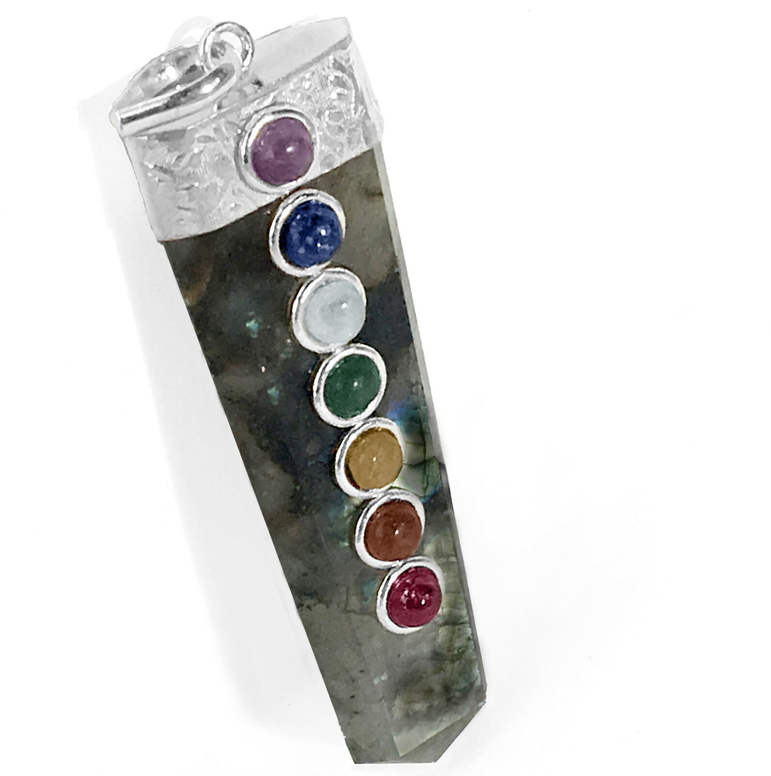 CHARGED Labradorite 7 Chakra Crystal Gemstone Pendant & Necklace HANDMADE