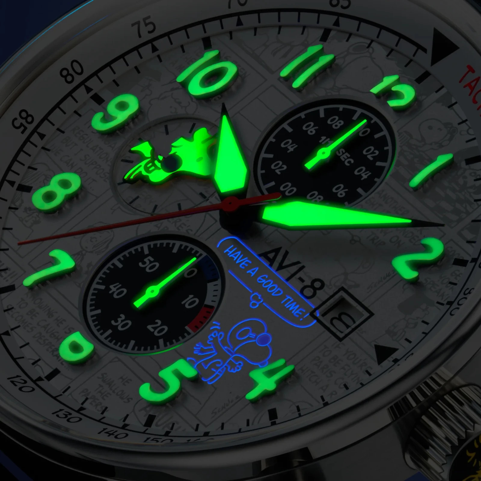 AVI-8 P-51 Hawker Hurricane Peanuts Snoopy Woodstock White Chronograph /250