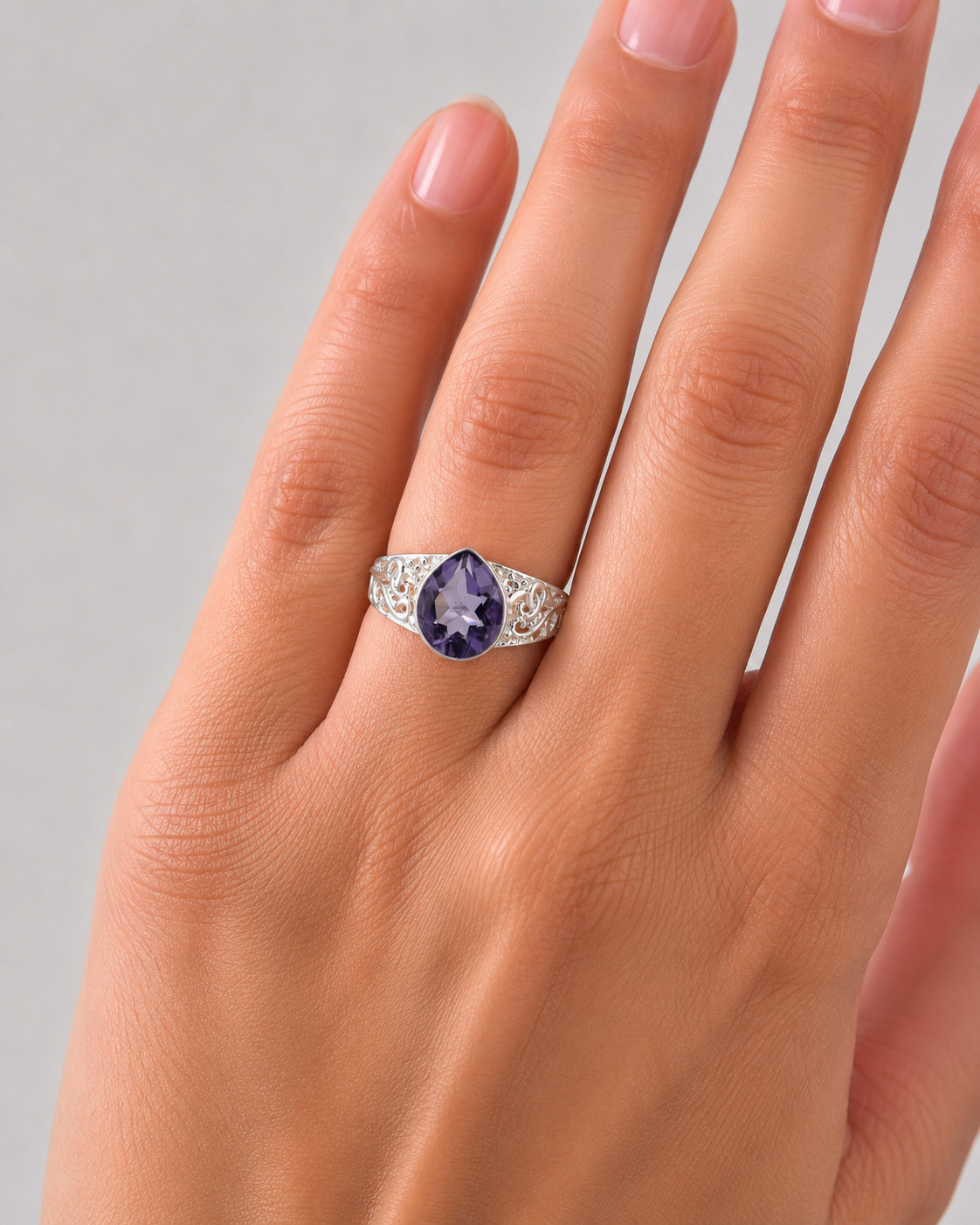 Iolite Gemstone 925 Sterling Silver Designer Zircon Ring For Anniversary Gift