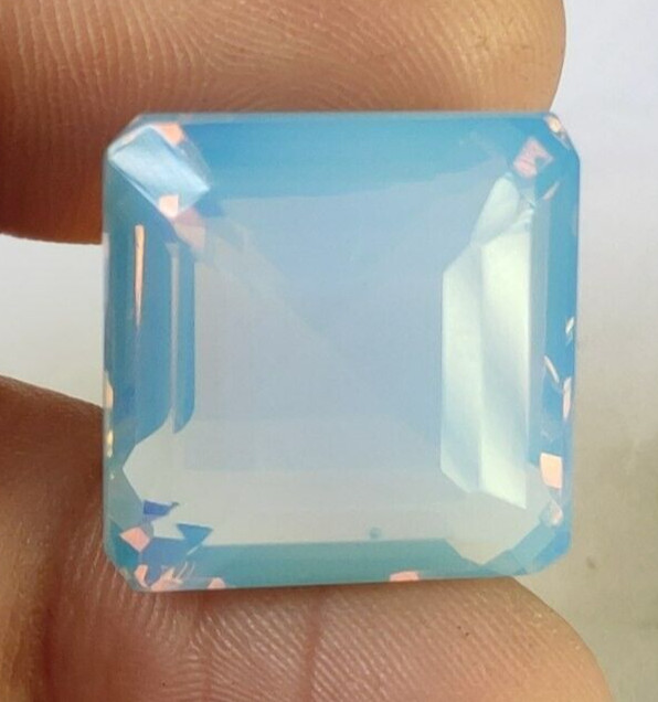 Australian Blue Opal 40.55 Ct. Square Cut Faceted Loose Gemstone Ring & Pendant