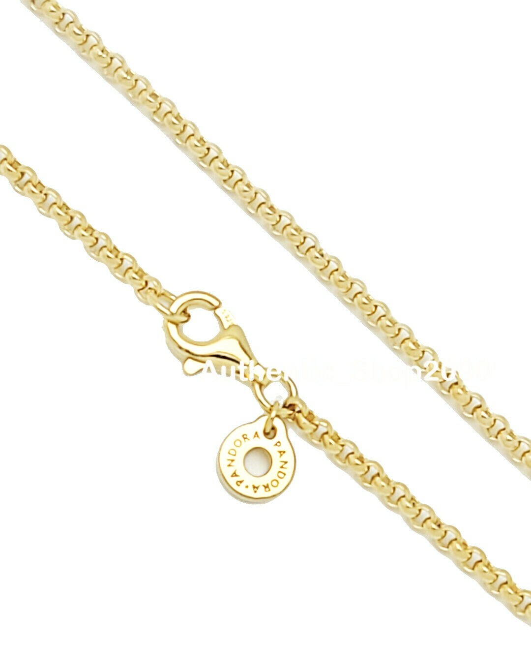 NEW 100% Authentic PANDORA 14k Gold Plated Logo Rolo Chain Necklace 369260C00