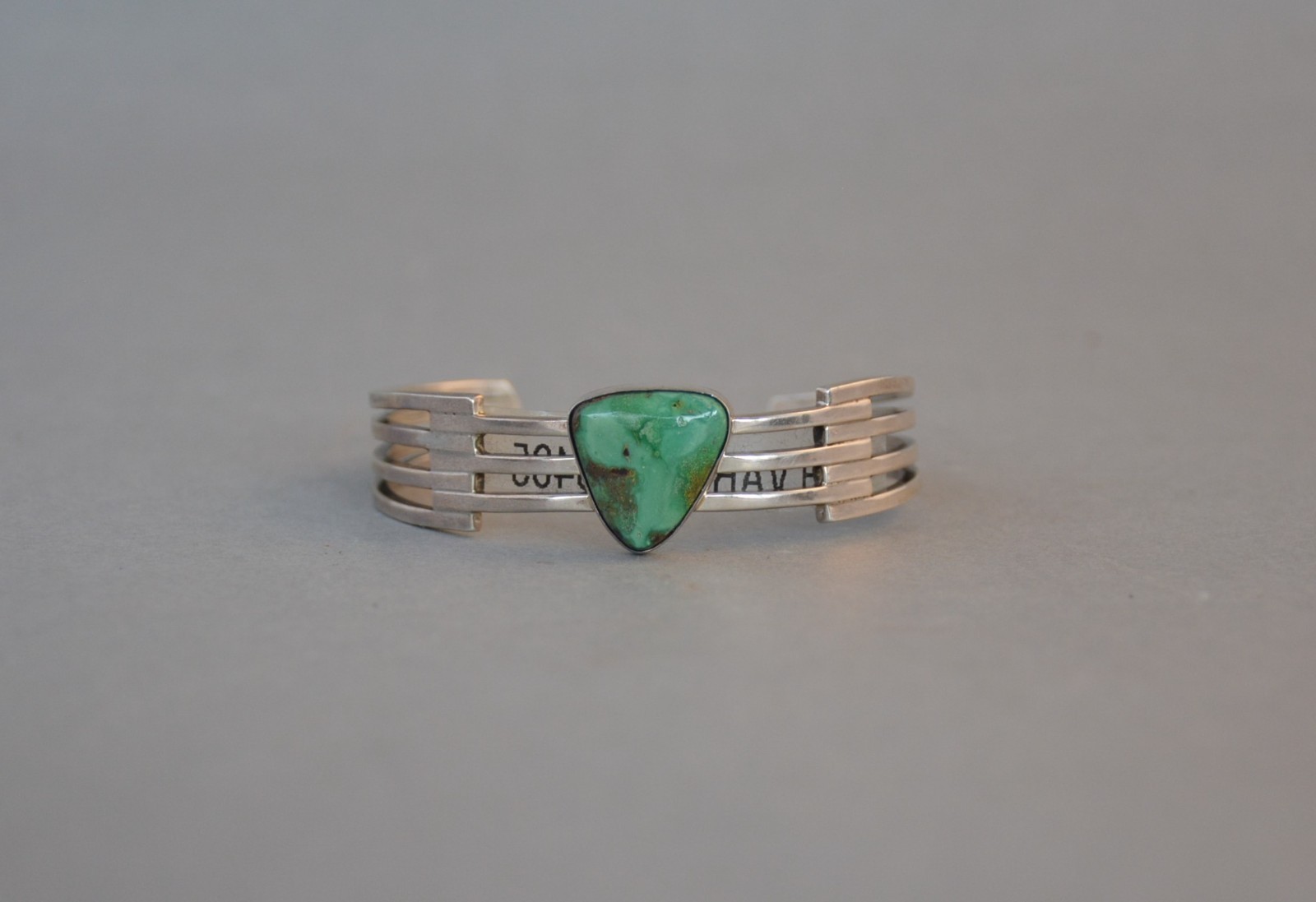 Navajo Sterling Silver Bracelet – Utah Variscite Stone – w. Tags – Signed