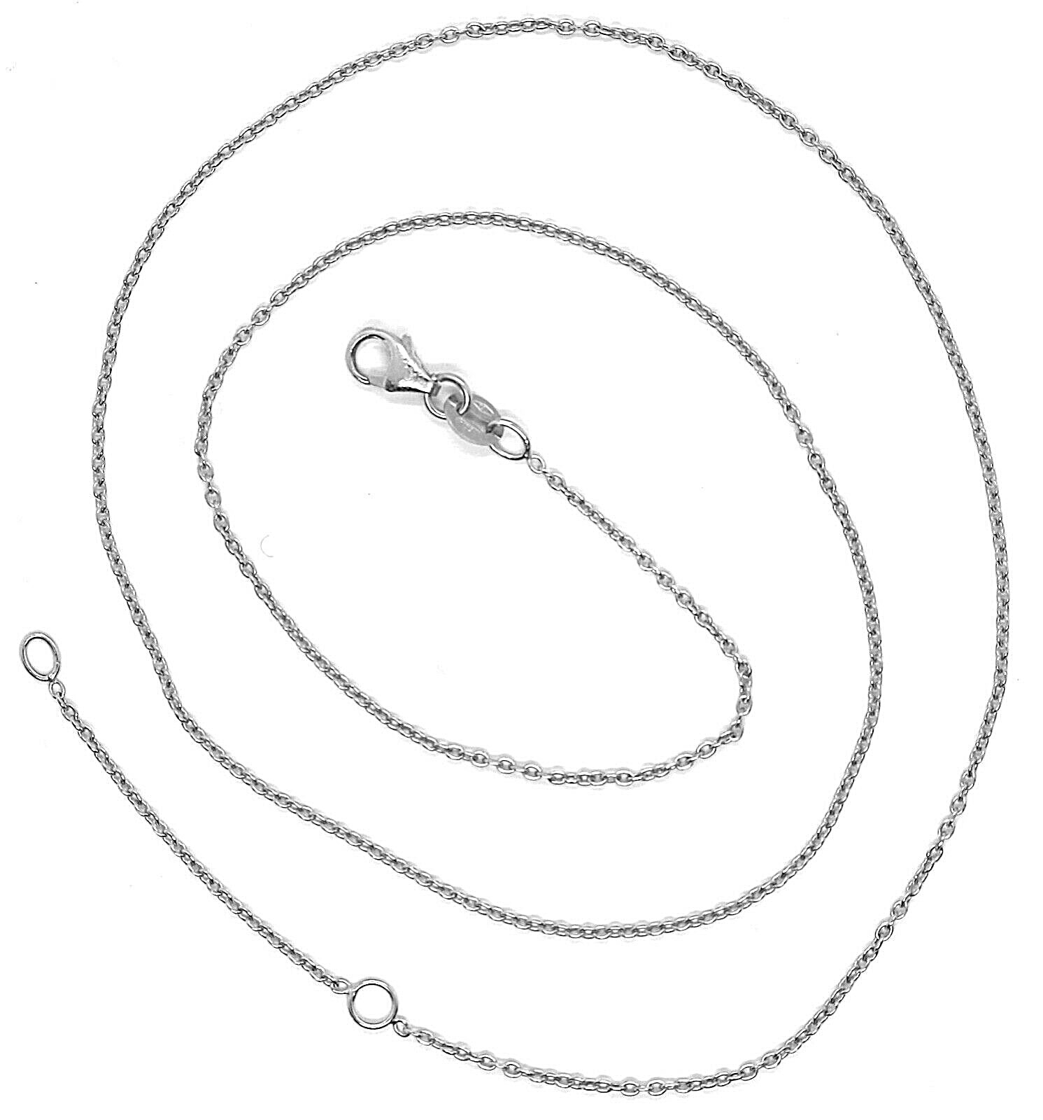 18K WHITE GOLD CHAIN, 1.0 MM ROLO ROUND CIRCLE LINK, 17.7 INCHES, MADE IN ITALY