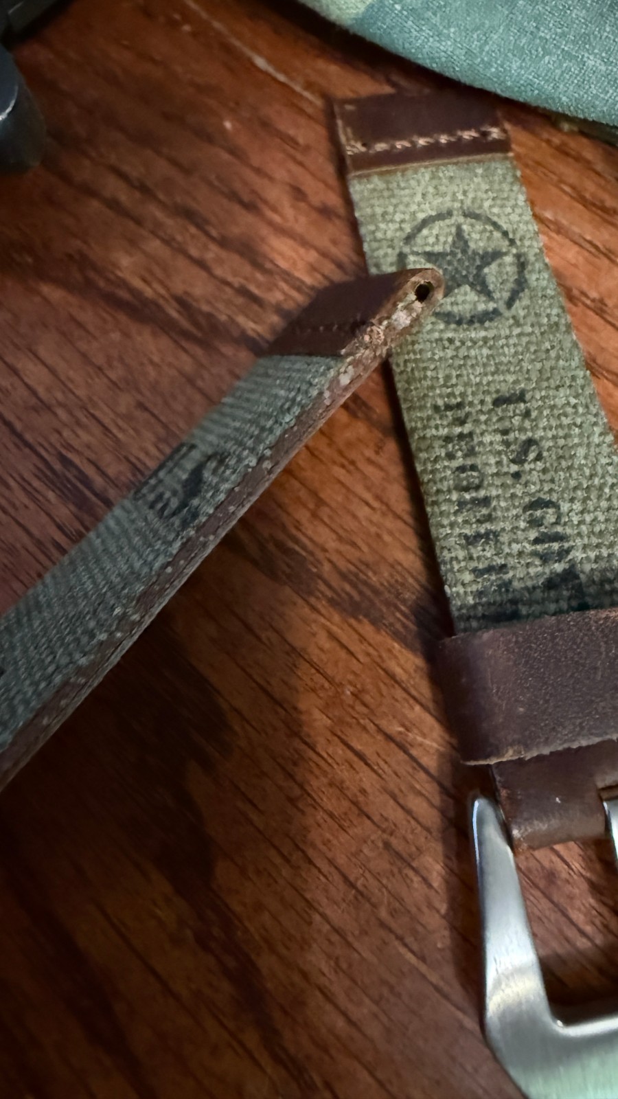 Custom Watch Strap US Military Olive Drab Canvas Leather 20 mm