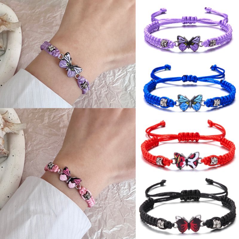 Fashion Braided Butterfly Rope Bracelet Adjustable Bangle Women Men Jewelry Gift
