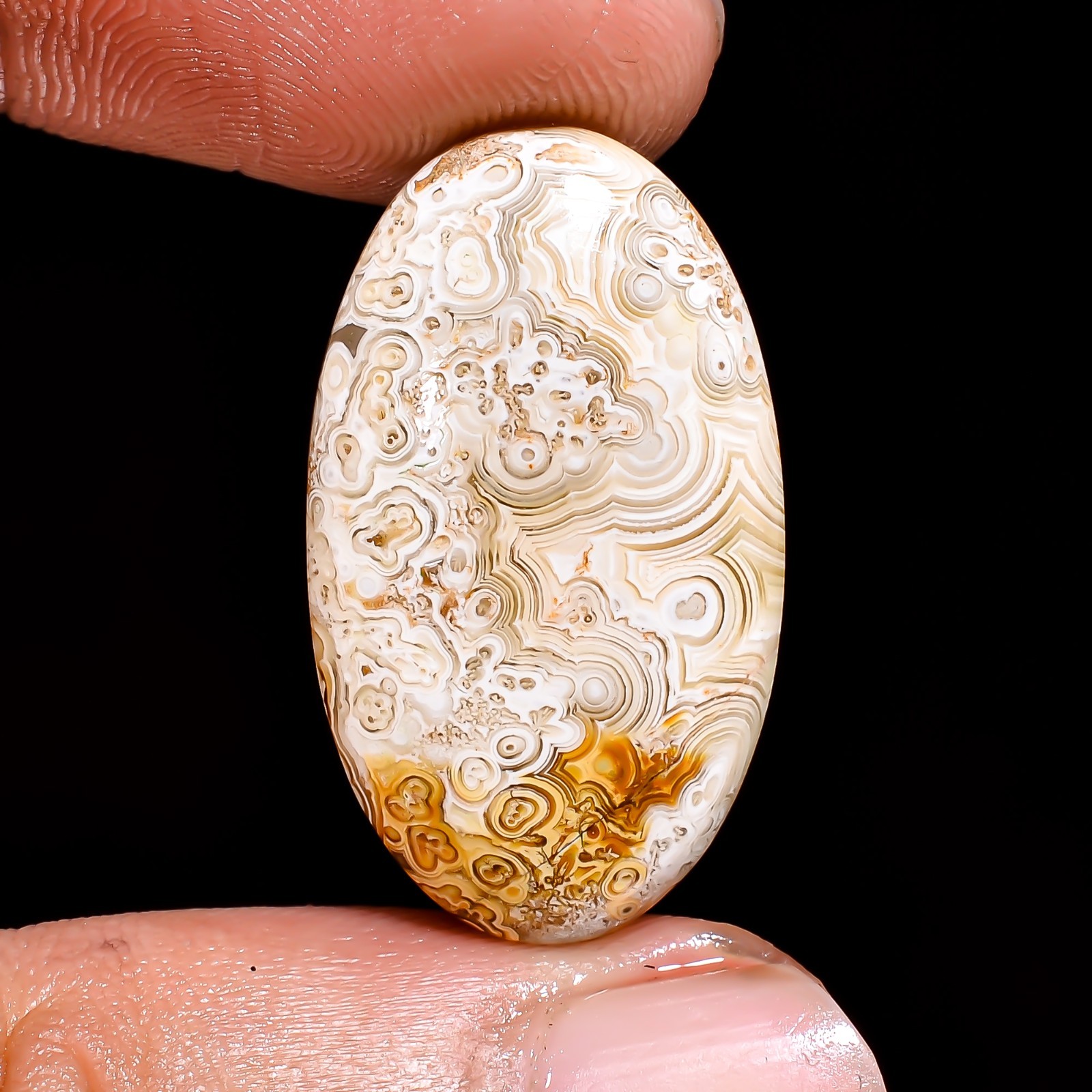 Natural Crazy Lace Agate Oval Shape Cabochon Loose Gemstone 25X14X5 MM 15.5 Cts.