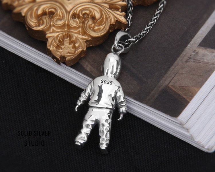 Faceless Hoodie Figure Pendant 925 Silver Streetwear Hip Hop Anonymous Charm