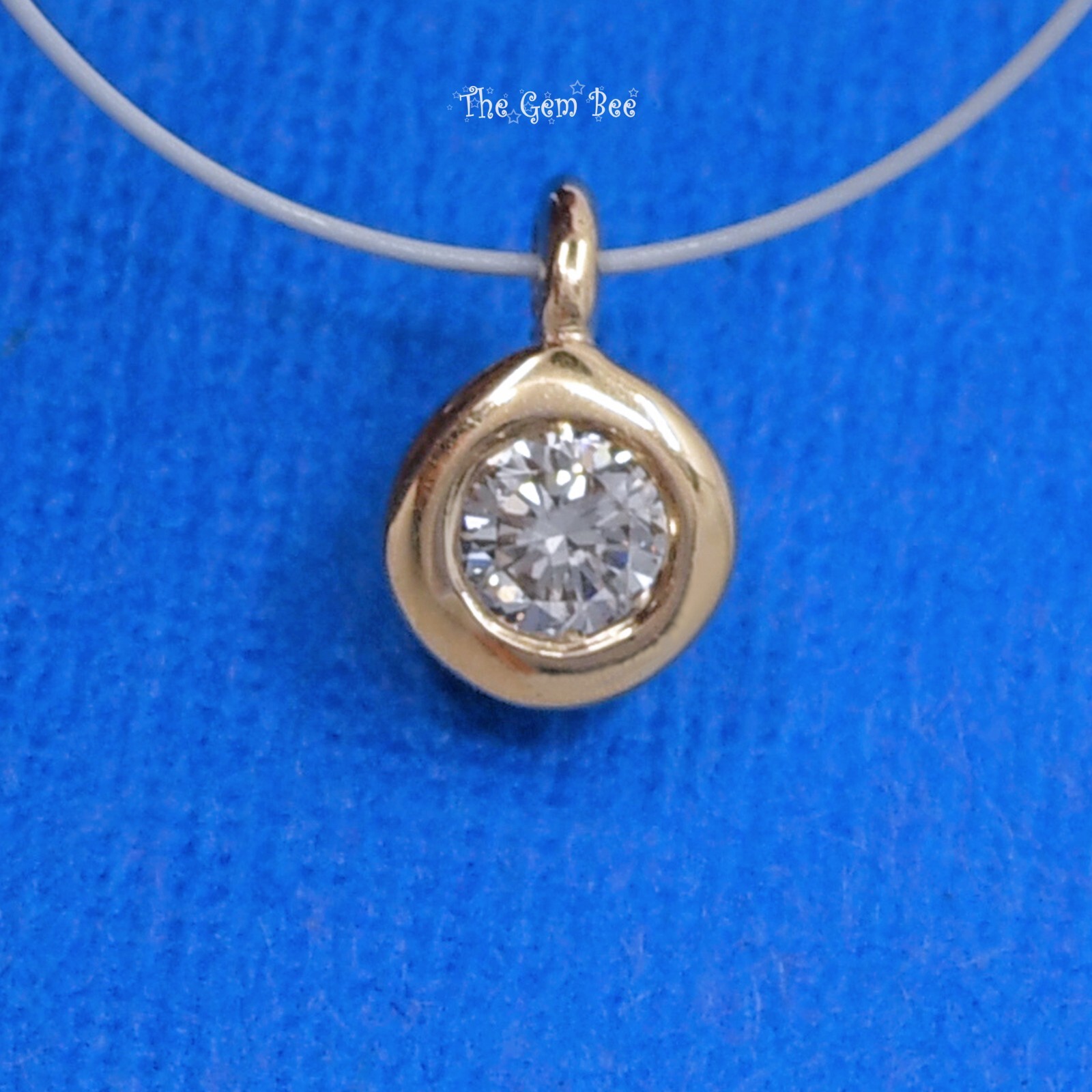 0.05CT 14k Solid Yellow Gold Full Brilliant Cut Diamond Bezel Charm Pendant (1)