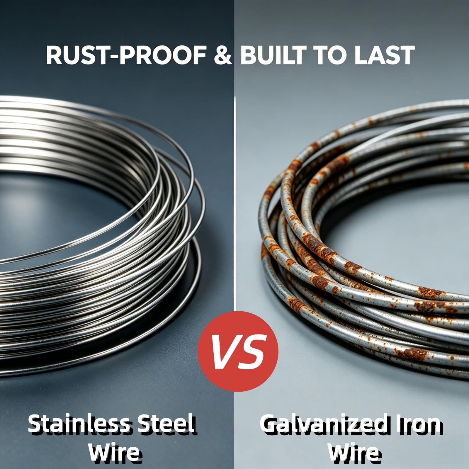10 Gauge 304 Stainless Steel Wire 39 FT – 2.6mm Thick Rust-Resistant Heavy Du…