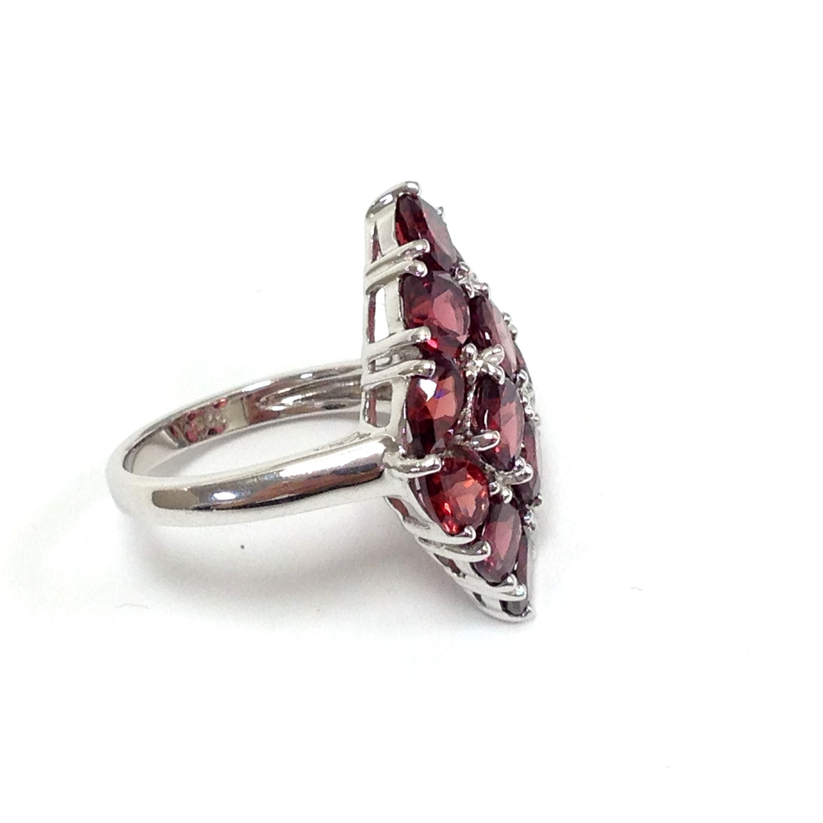 BBJ Bangkok Ratnaraj Sterling Silver Red Garnet Stone Cluster Ring Sz 7 Jewelry