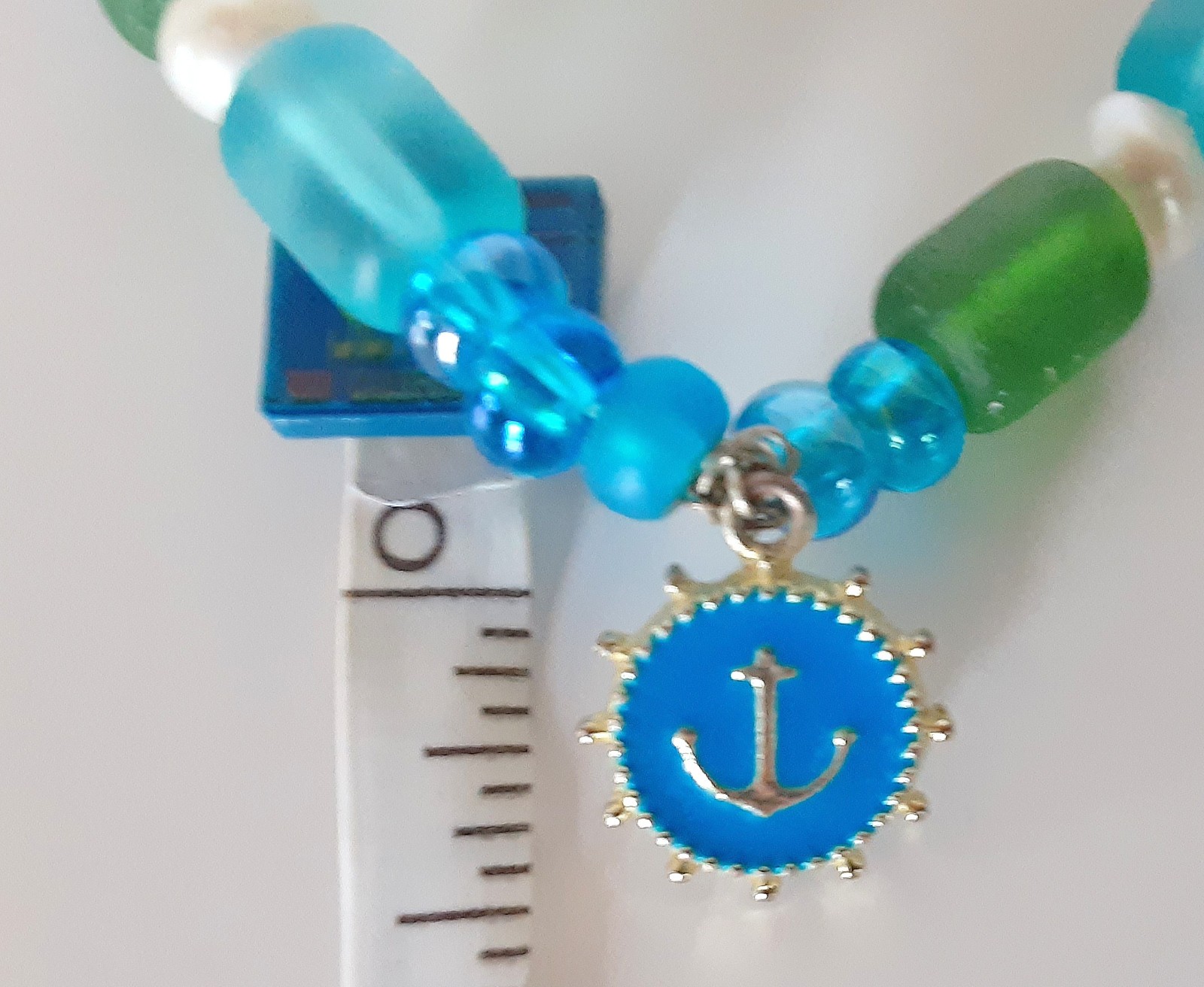 Handmade Sister Friends Sea Glass Nautical Charm Beaded Ankle Bracelet Set