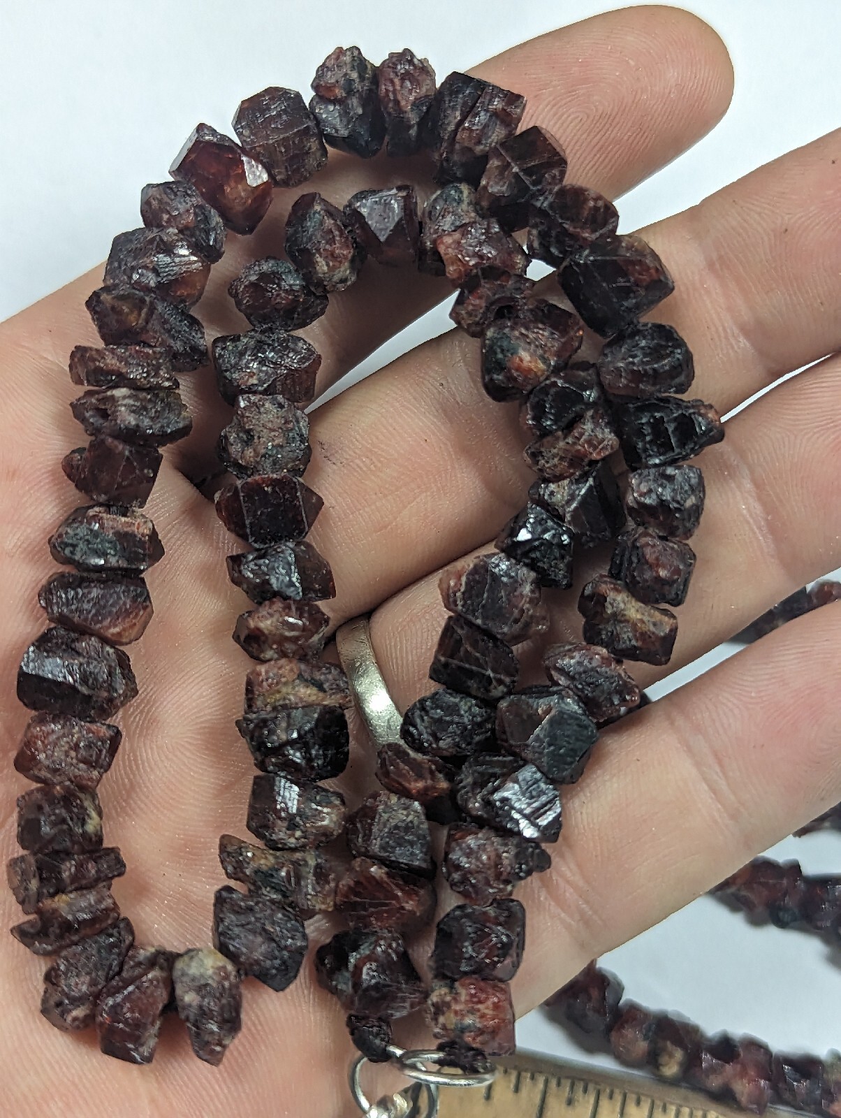 Beautiful Natural Red Zircon Crystal Necklace Gemstone Strand RARE