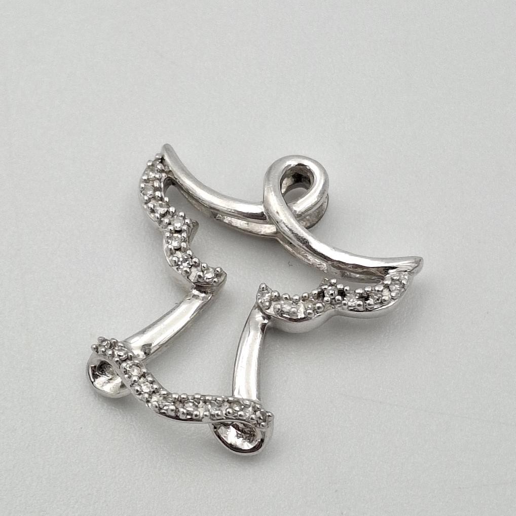 925 Sterling Silver Round Diamond Accent Angel Outline Silhouette Slide Pendant