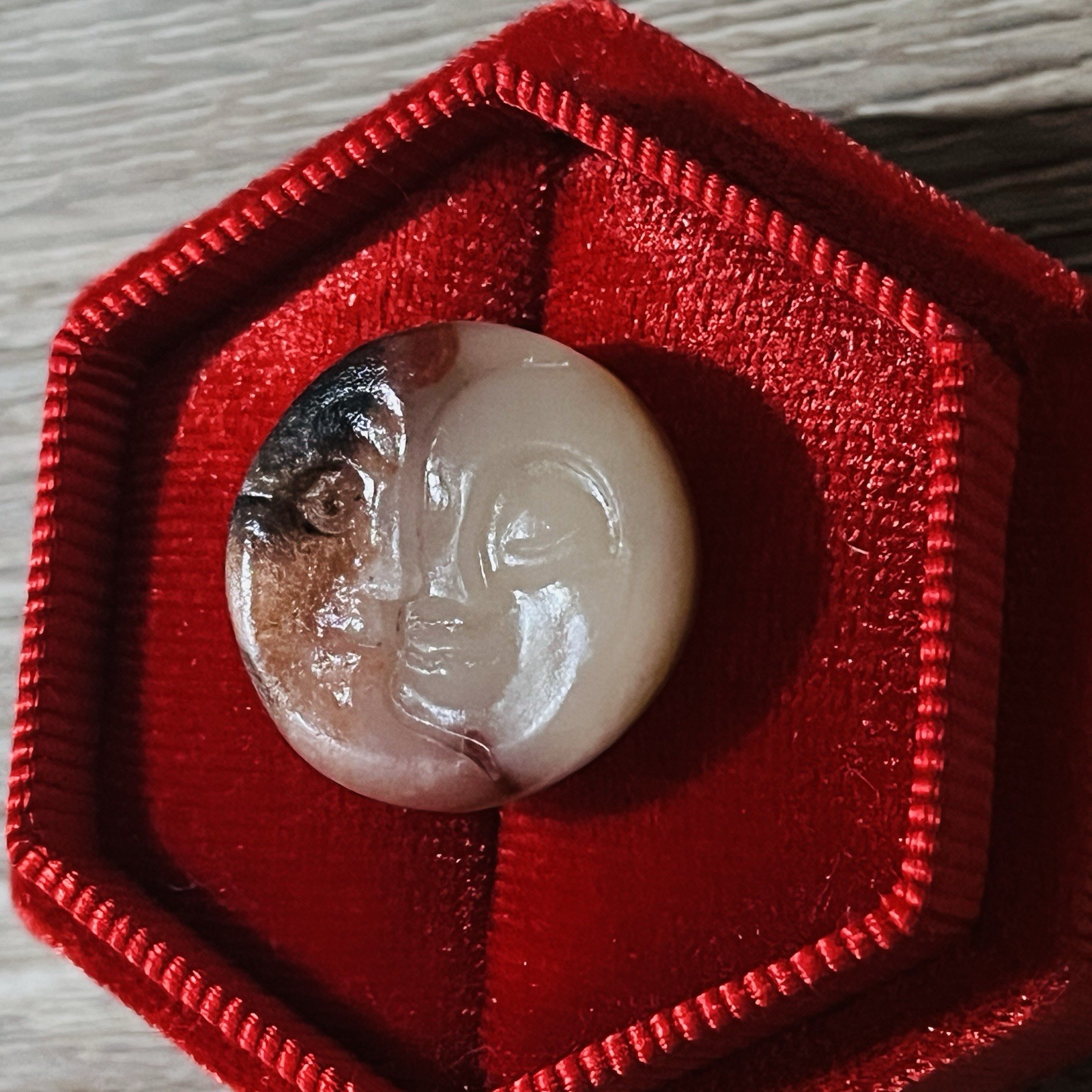 Hand-carved Jade Sun And Moon Face Pendant Necklace Amulet Jewelry