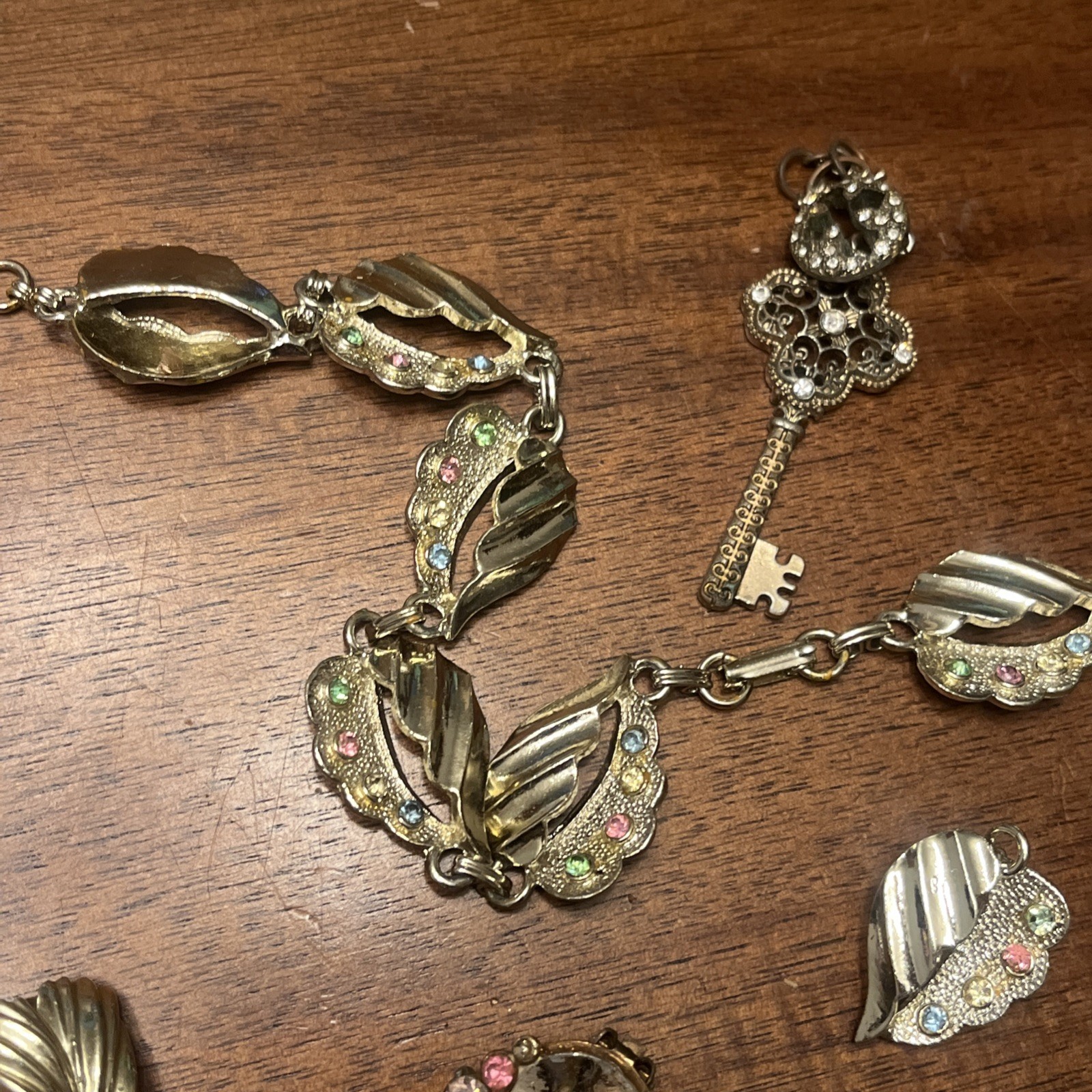 Vintage Estate Costume Jewelry LOT Timex CORO Watch & Earrings Melba Brass