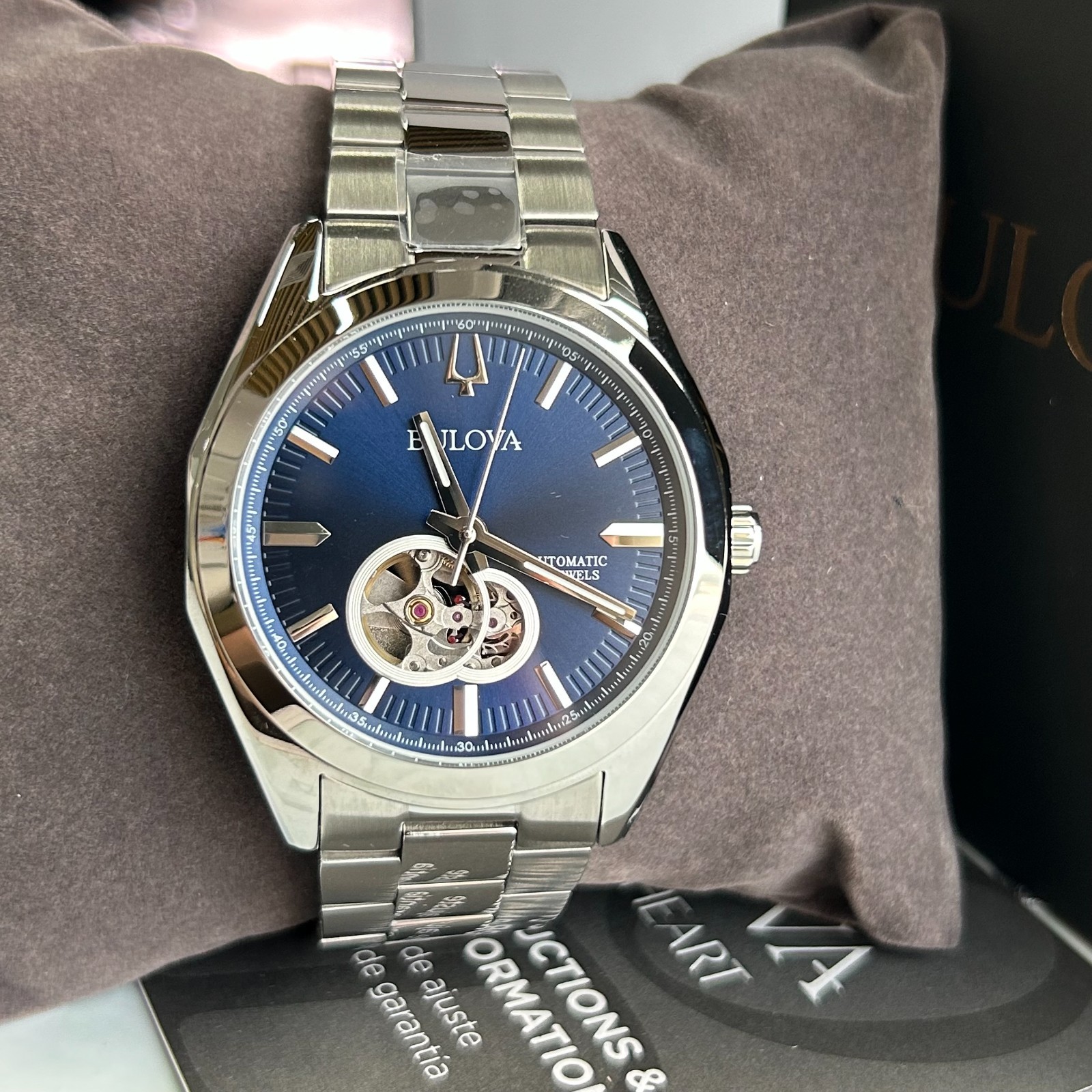 Bulova Surveyor 96A275 Blue Dial Men Stainless Steel Strap Automatic Watch 42mm