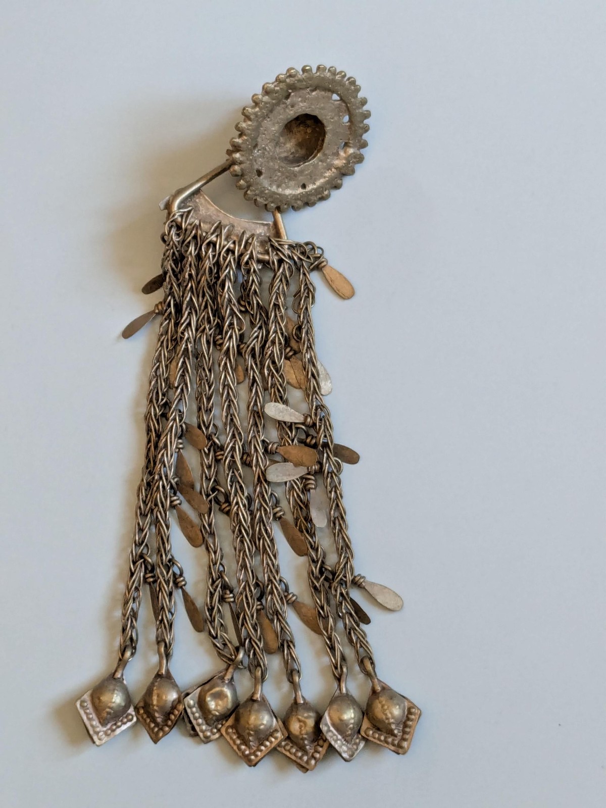 Kuchi Tribal Pendant Large Textile Adornment Unique Focal 8.5″ (20657)