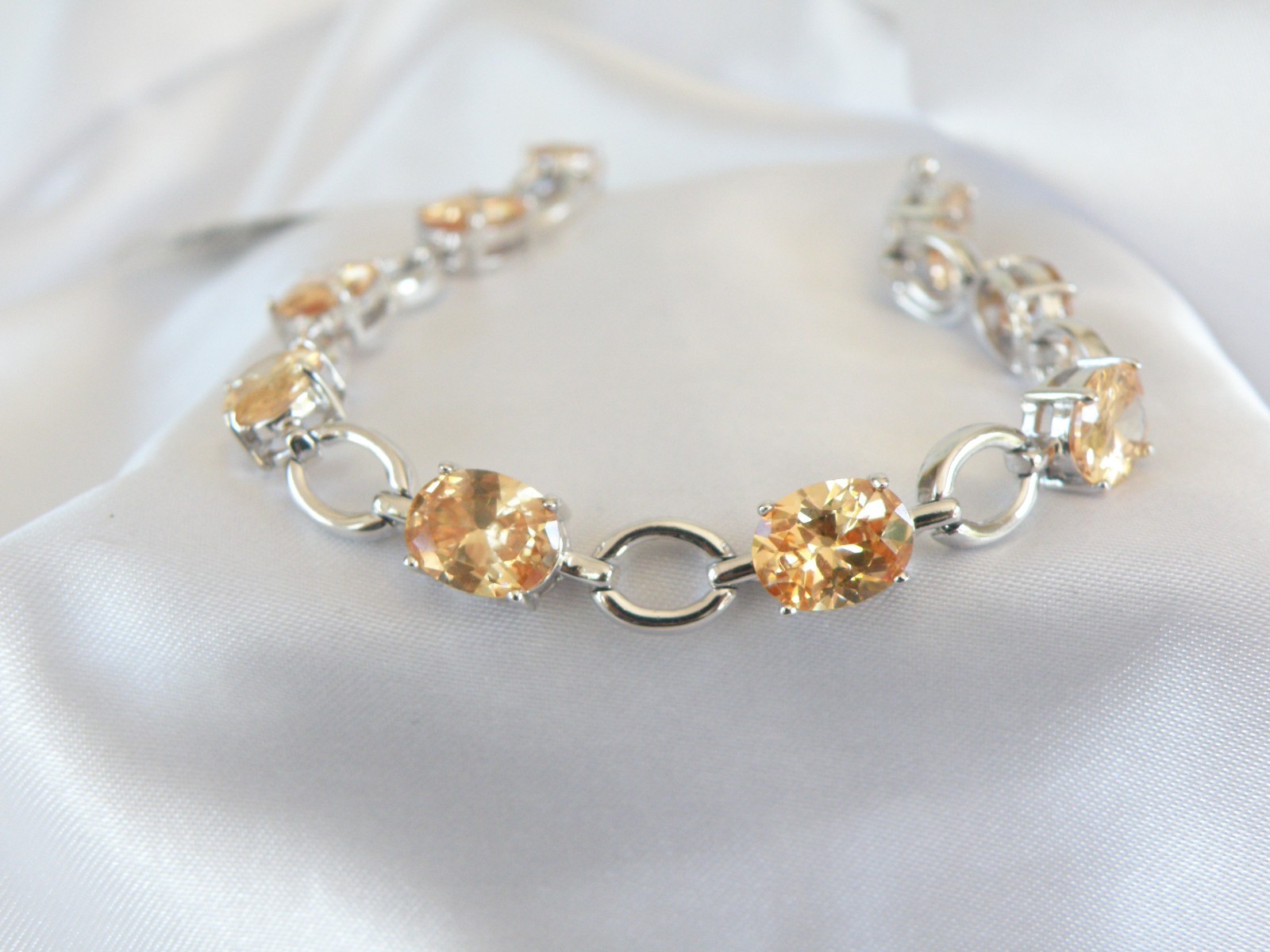Ross Simons Sterling Silver 925 Gemstone Tennis Station Bracelet Fits 7″
