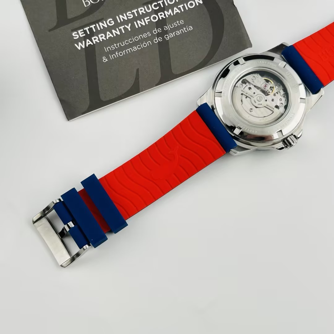 Bulova Marine Star 98A225 White Dial Silicon Strap Men Automatic Watch New 45mm