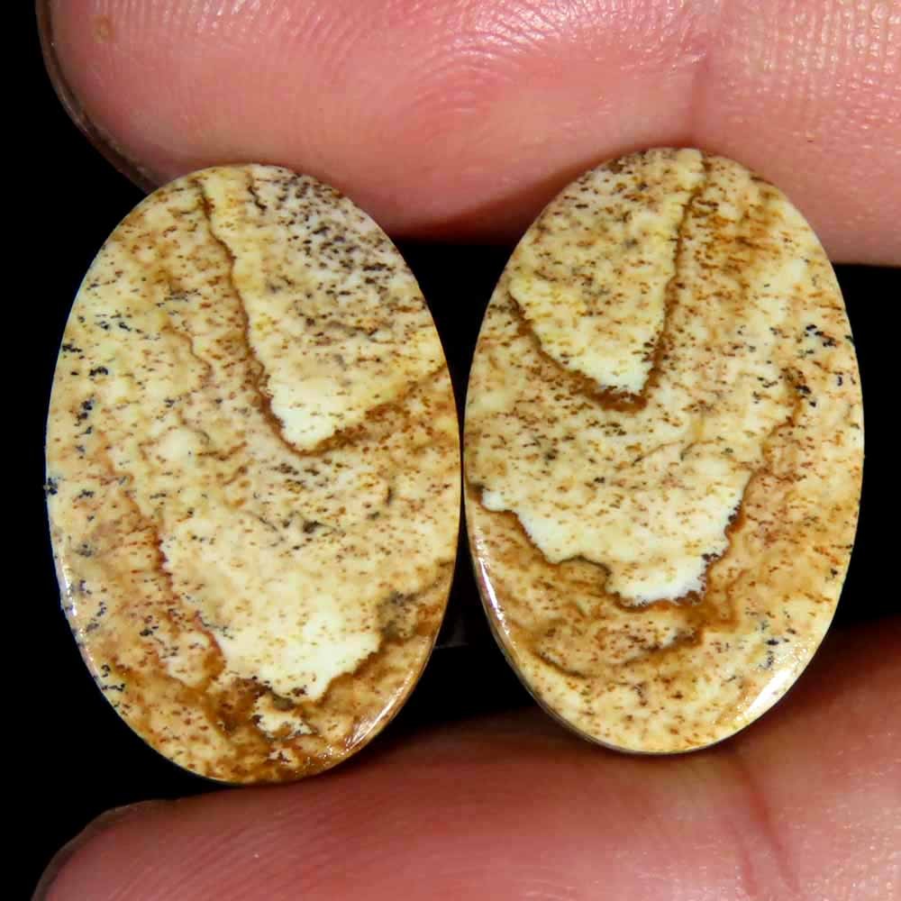 20.70Cts.100% Natural Designer Picture Jasper Oval 13x20x4mm cab Pair Gemstone
