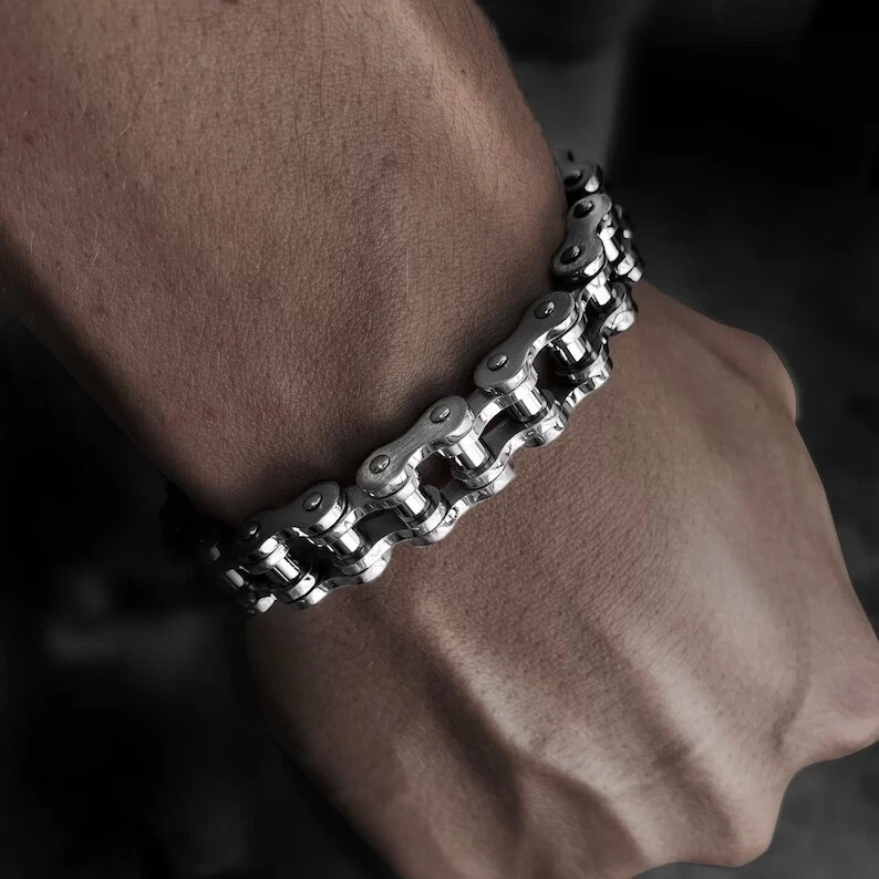Men’s Fashion Bracelet Stainless Steel Motorcycle Bike Chain Design Jewelry Gift
