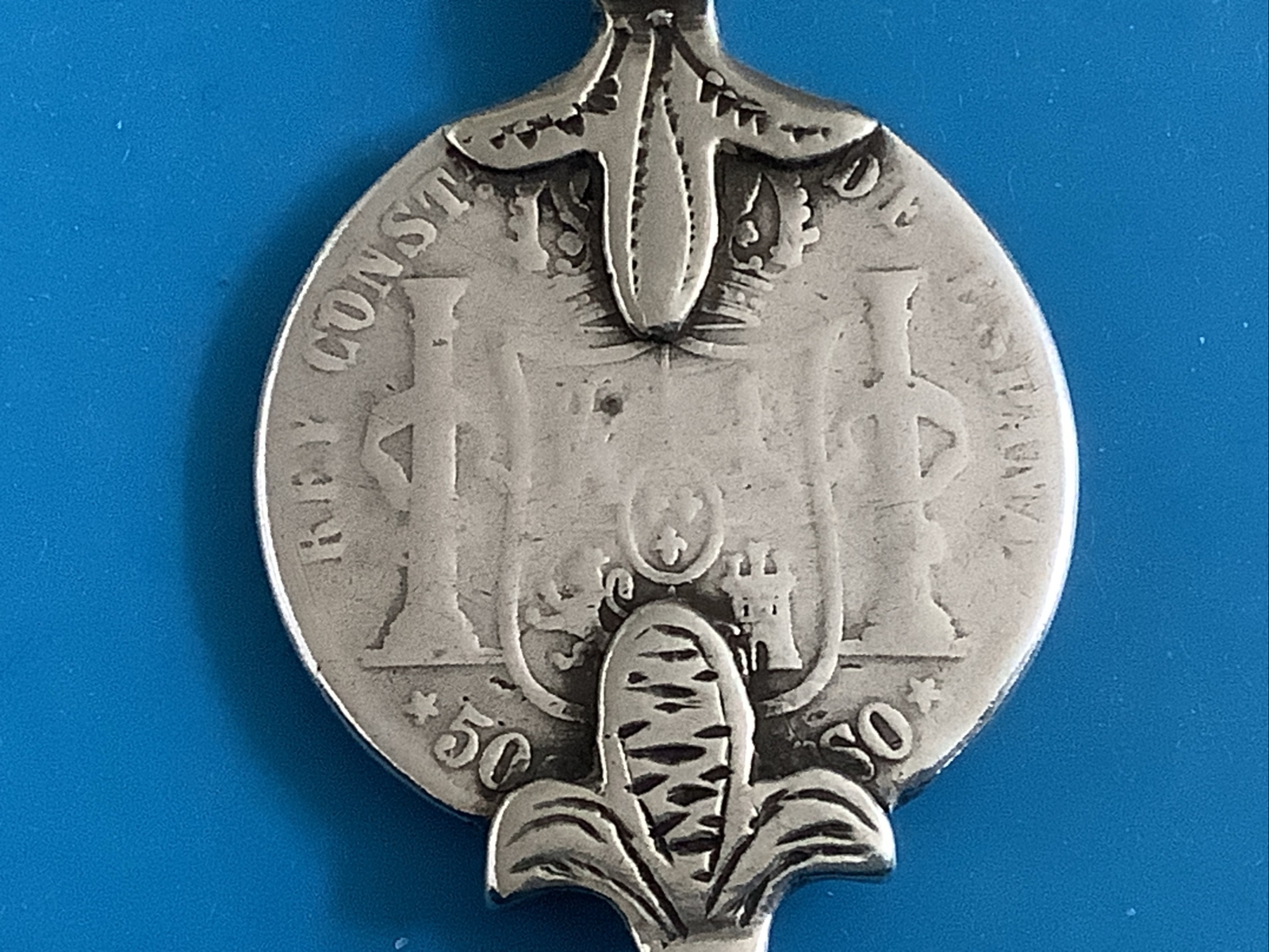 Antique Woman Berber Fibula With Spanish Silver Coin Of Alfonso XII Coin Pin J14