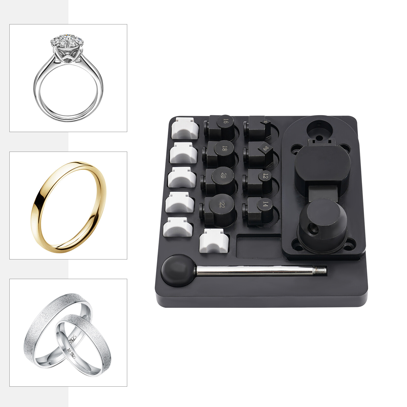 Manual Ring Bender Jewelry Making Tool With Dies 12–22mm Black