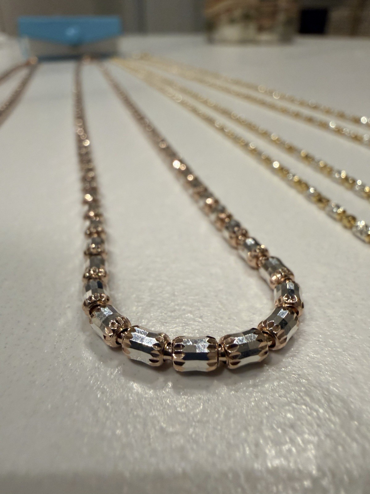 925 Made in Italy Silver – Yellow &Rose Gold Plated Lot Of 4 Chain Necklaces