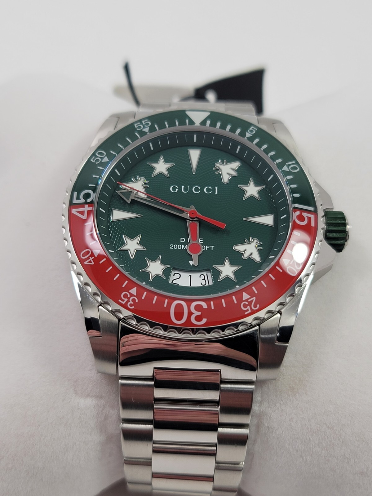 Gucci Dive XL SWISS Quartz Green Dial Stainless Steel Men’s Watch YA136222