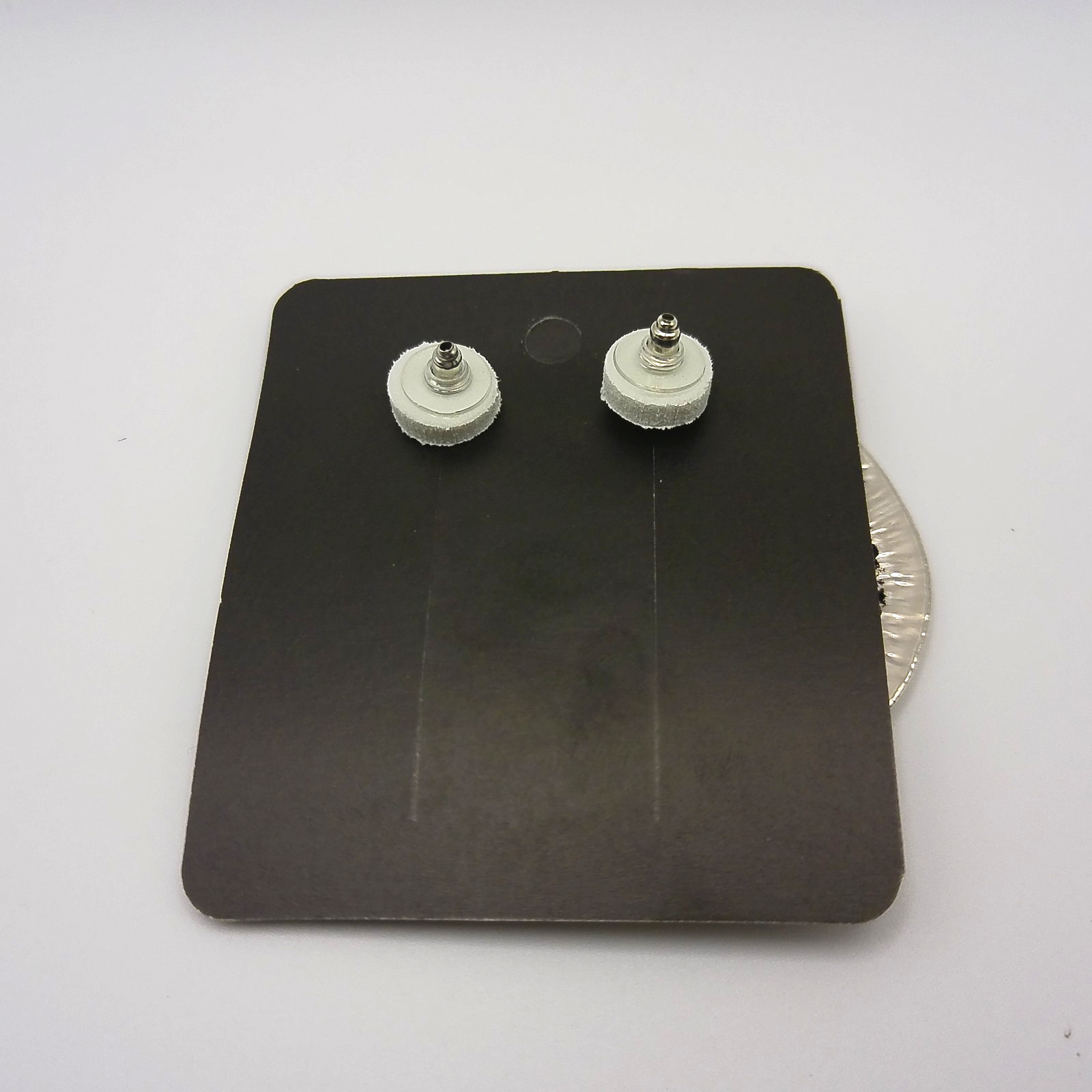 Earrings Large Geometric, Irregular textured stud silver tone finish open C