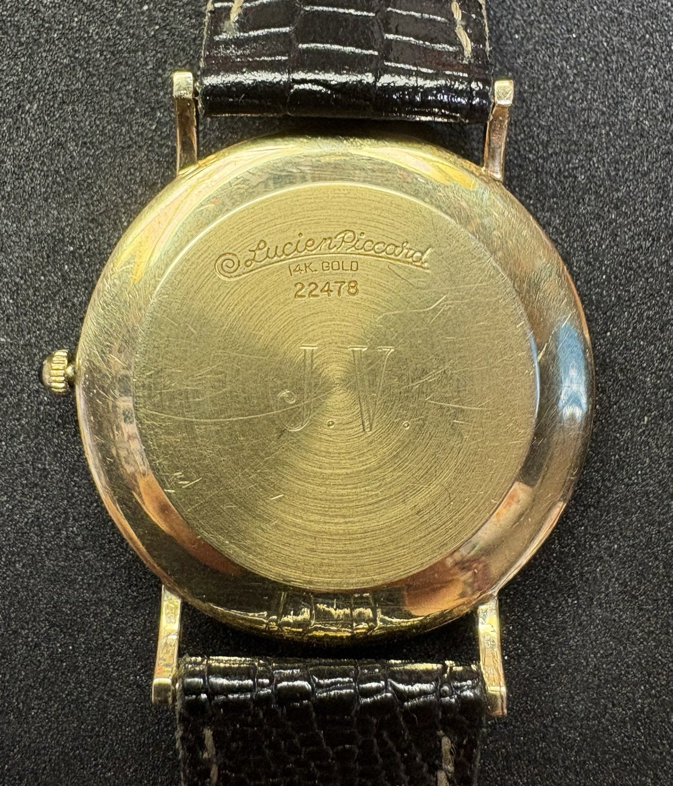 Lucien Piccard 22478 14K Solid Gold 34mm Swiss Quartz Diamond Watch Runs