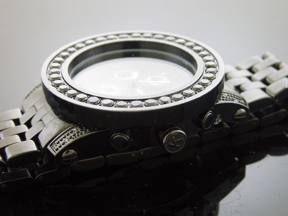 king Master Swiss Movt quartz Round genuine Diamonds 52 MM Black Watch