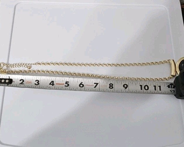 Chicos Gold Black Enamel Statement Necklace Geometric Bib Pendant Rolo Chain 24″