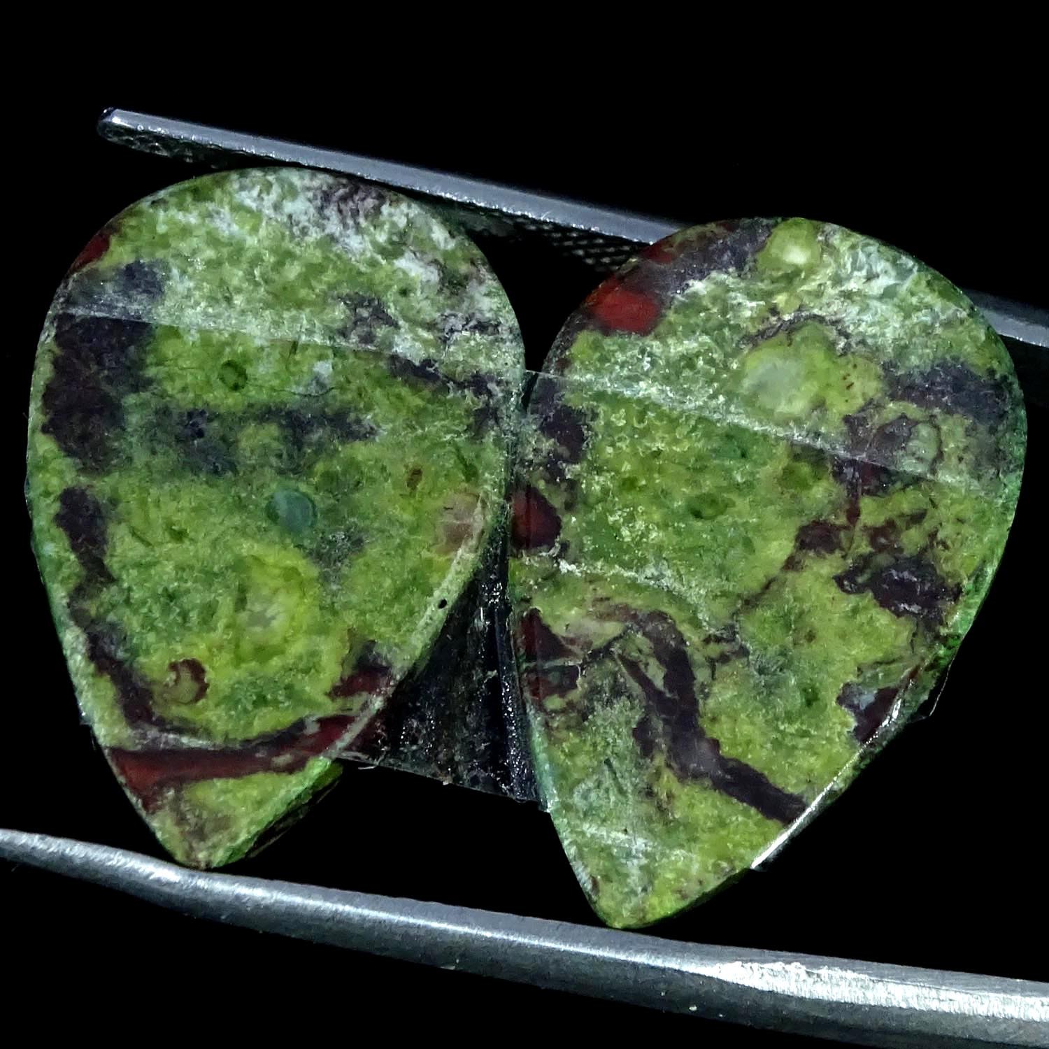 25.40Cts 100% Natural Dragon Blood Jasper Pair Pear Cabochon 14X21X4MM