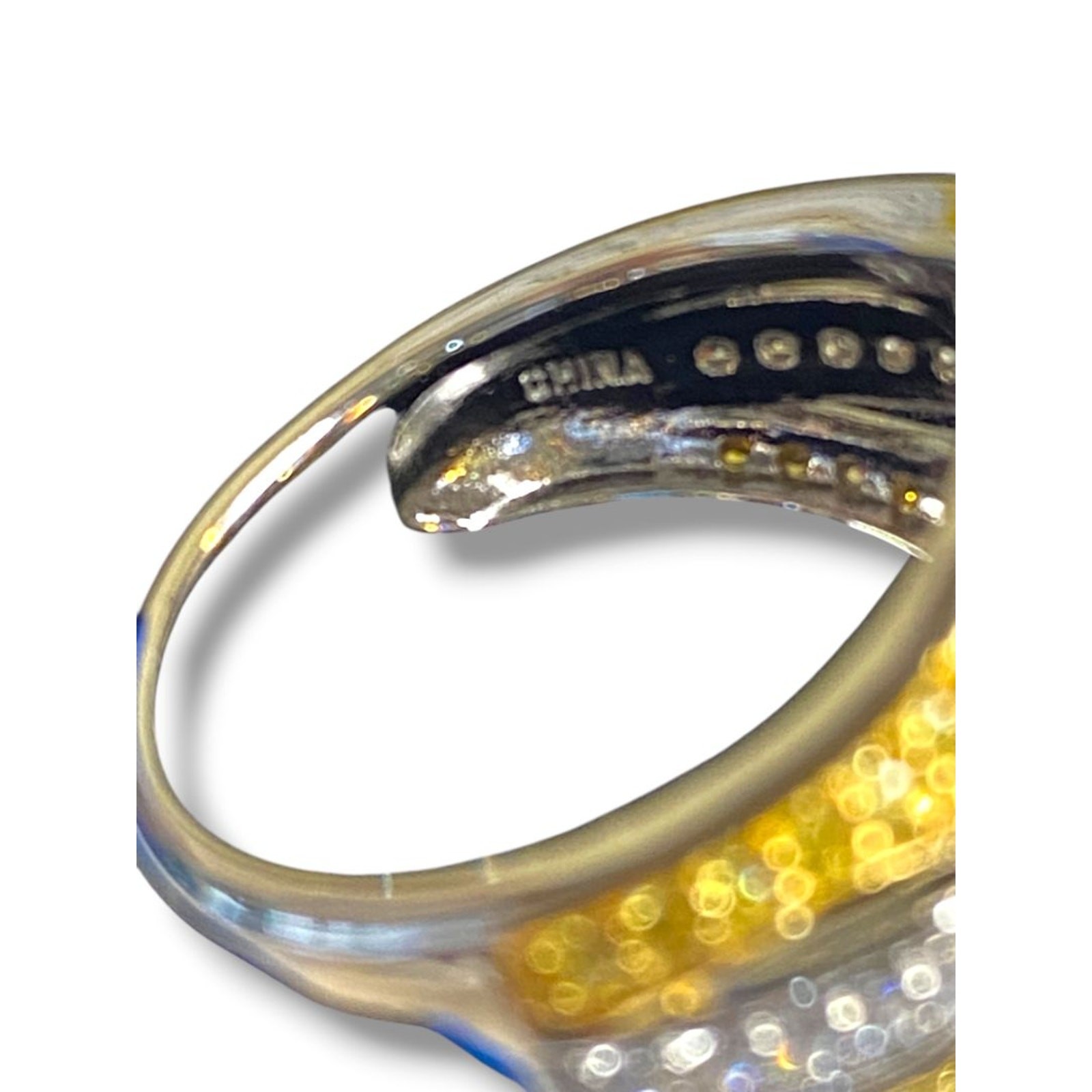 Size 6.5 Victoria Wieck PAJ Vermeil Yellow & Clear CZ Three Stone Cocktail