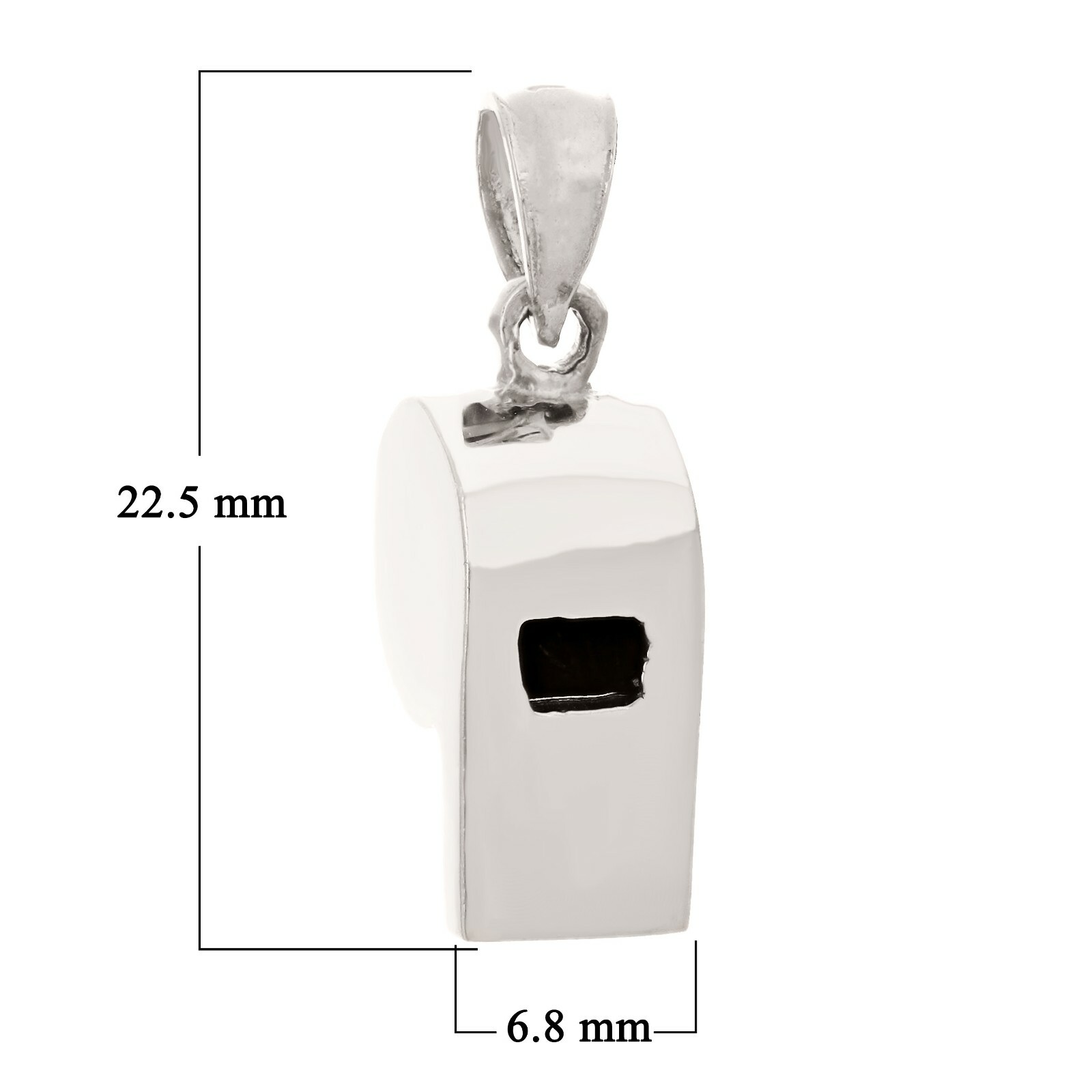 10k White Gold Whistle Charm Pendant 22.5mm x 6.8mm 2.5 grams