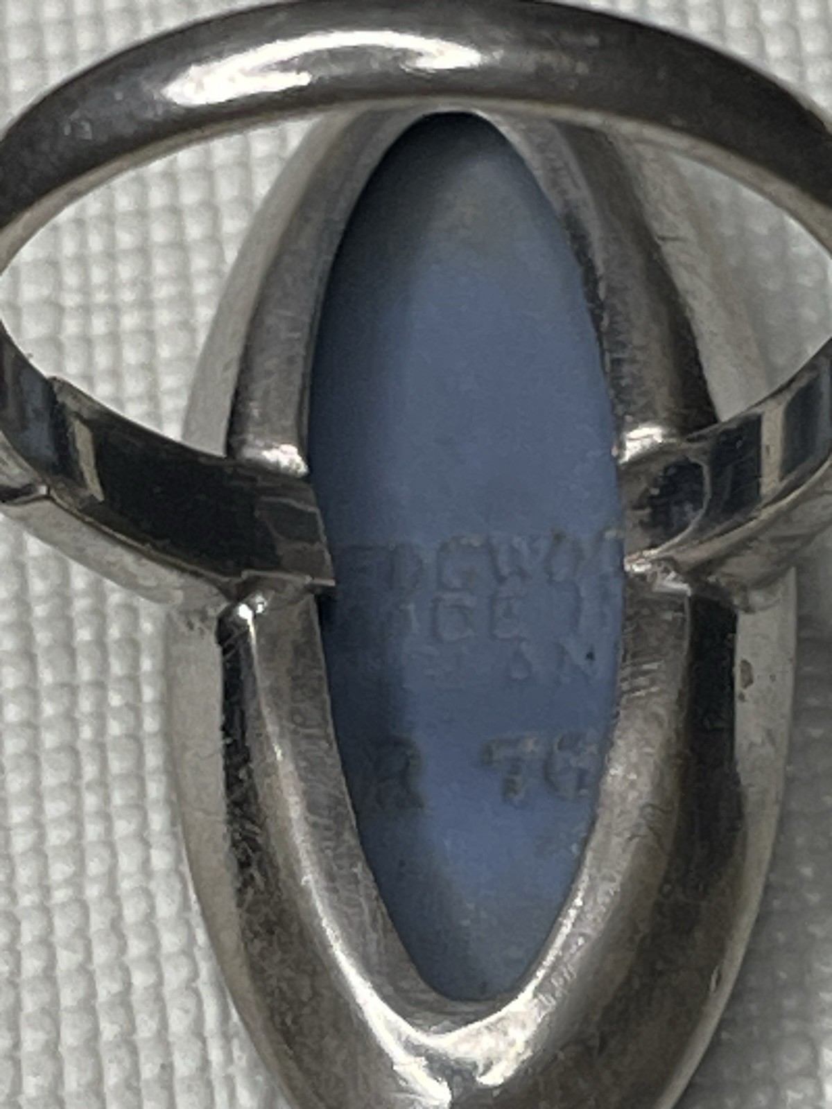 Vintage Wedgwood Blue Jasperware Cameo Ring Acid Tested Sterling Silver Size 7