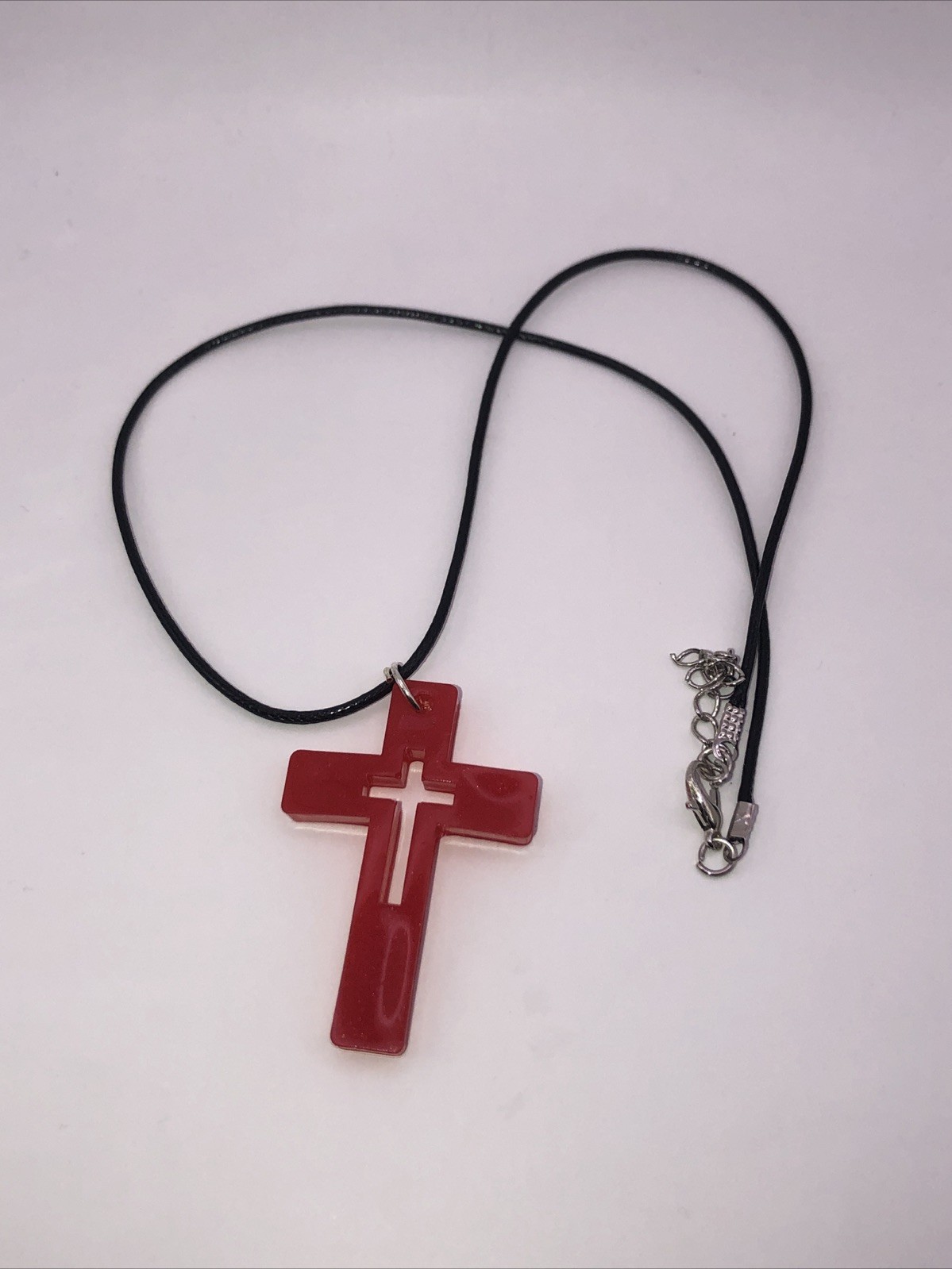 House Of David Handmade Artesian Cross Necklace Red One Of A Kind 18 inches